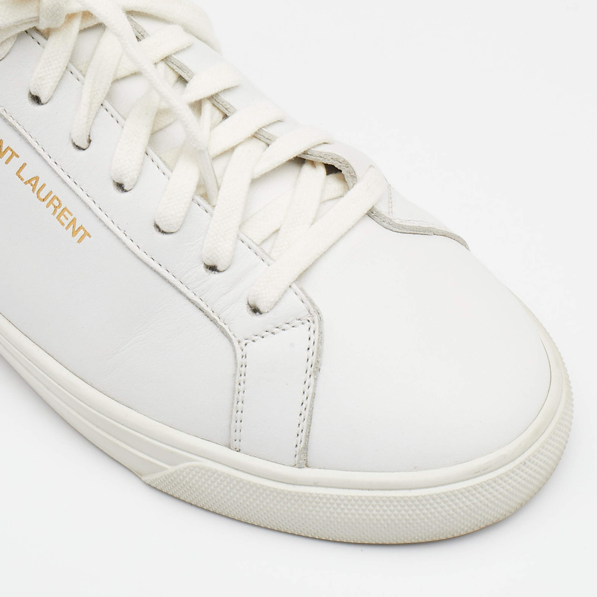 Pre Owned Saint Laurent White Leather Andy Low Top Sneakers Size 37