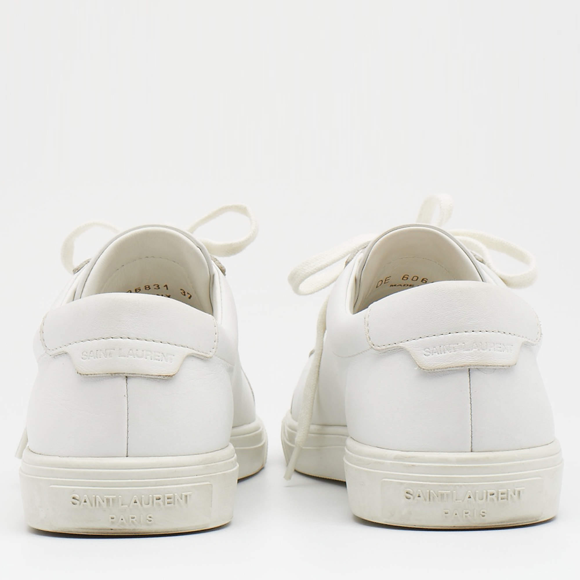Pre Owned Saint Laurent White Leather Andy Low Top Sneakers Size 37
