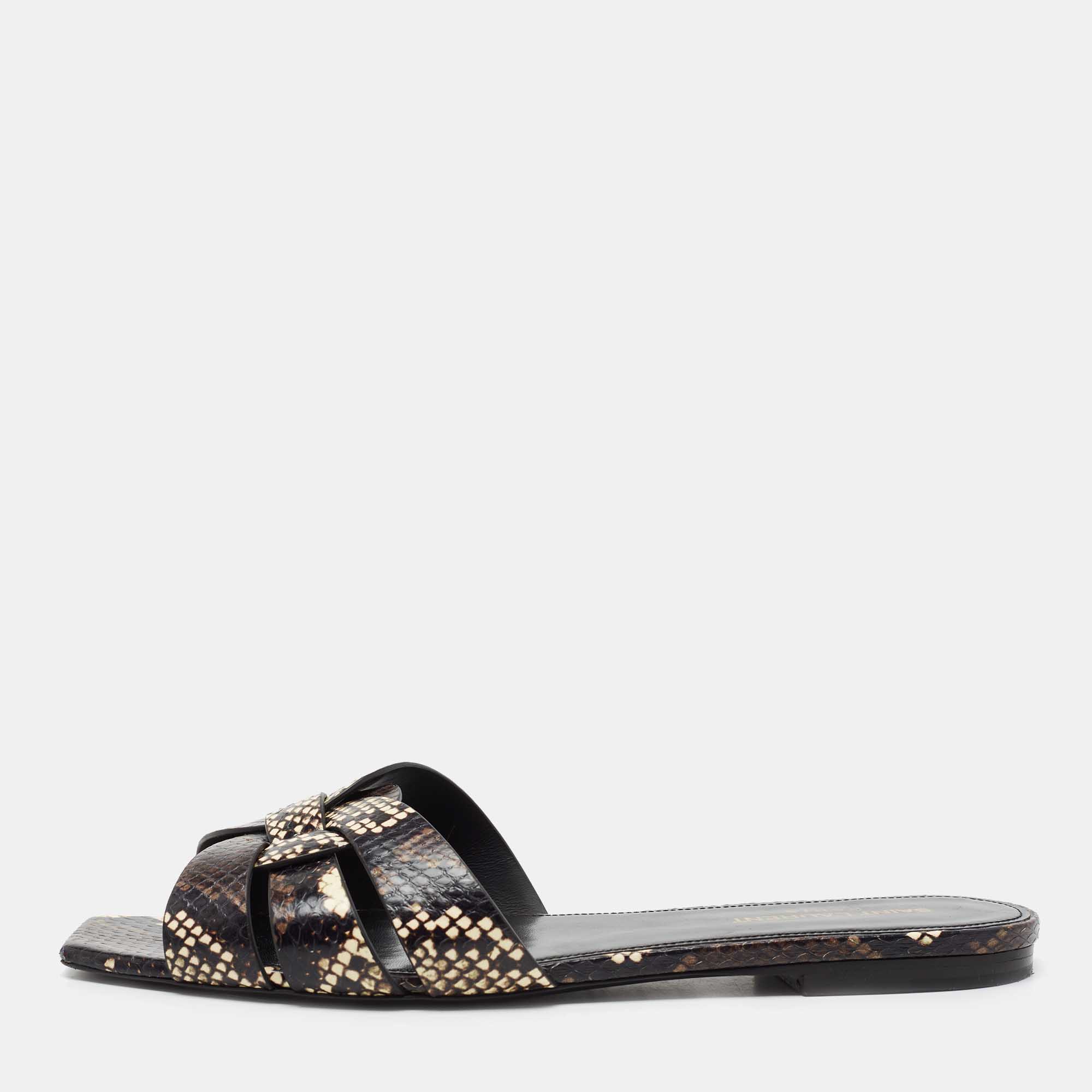 Saint Laurent Paris Multicolor Python Embossed Leather