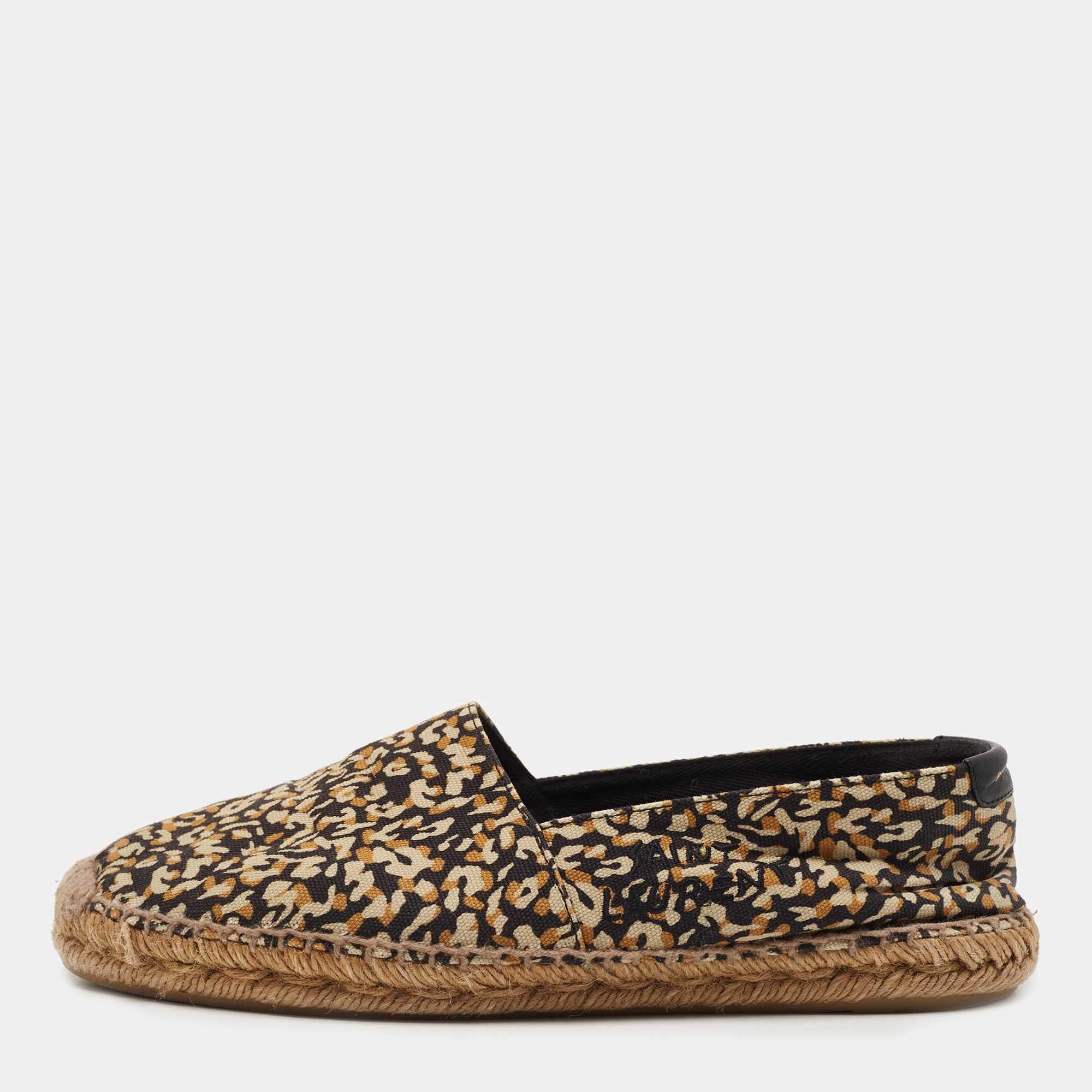 مملوكة مسبقًا Saint Laurent Multicolor Canvas Slip-On Espadrilles Size 38