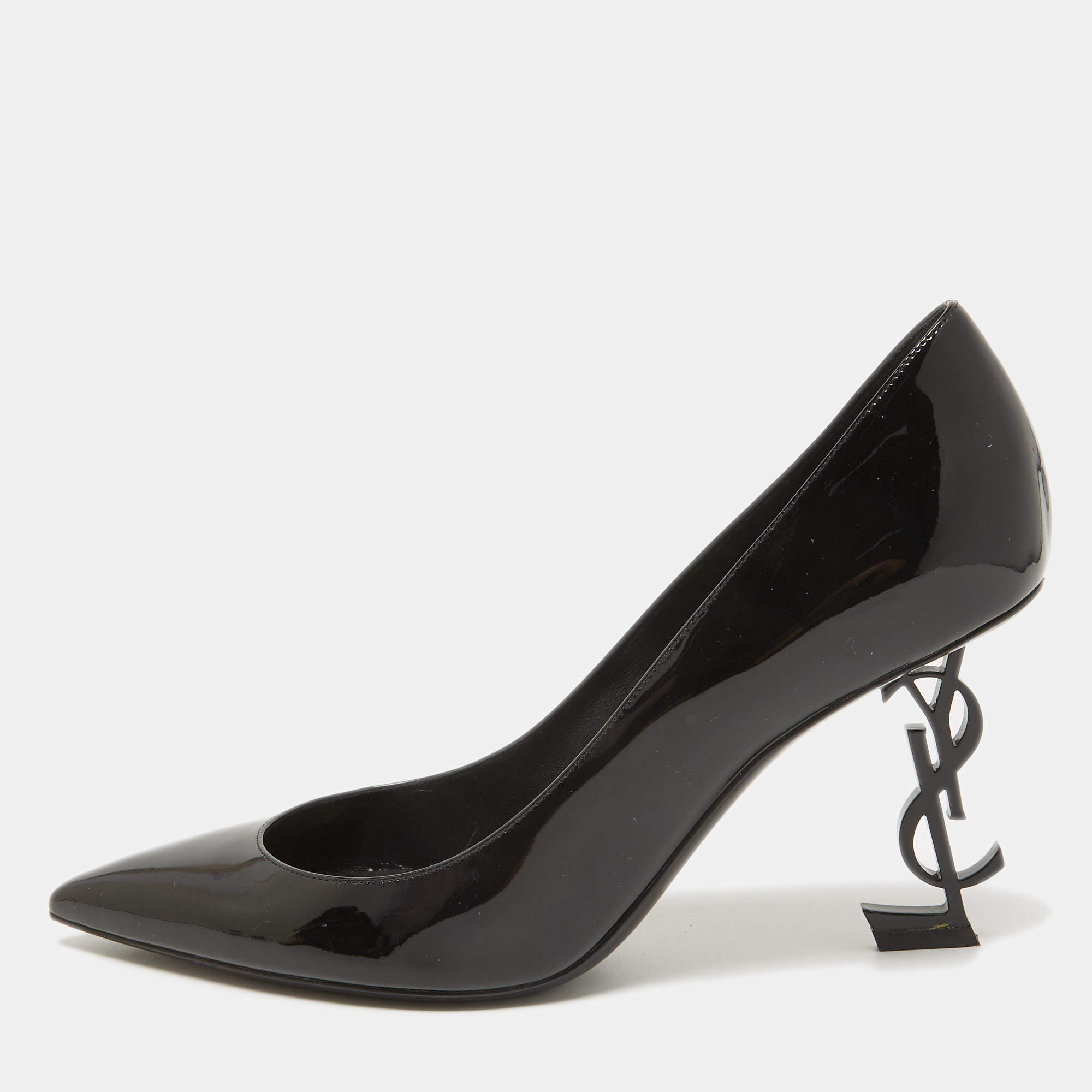 Pre Owned Saint Laurent Black Patent Leather Opyum Pumps Size 38.5