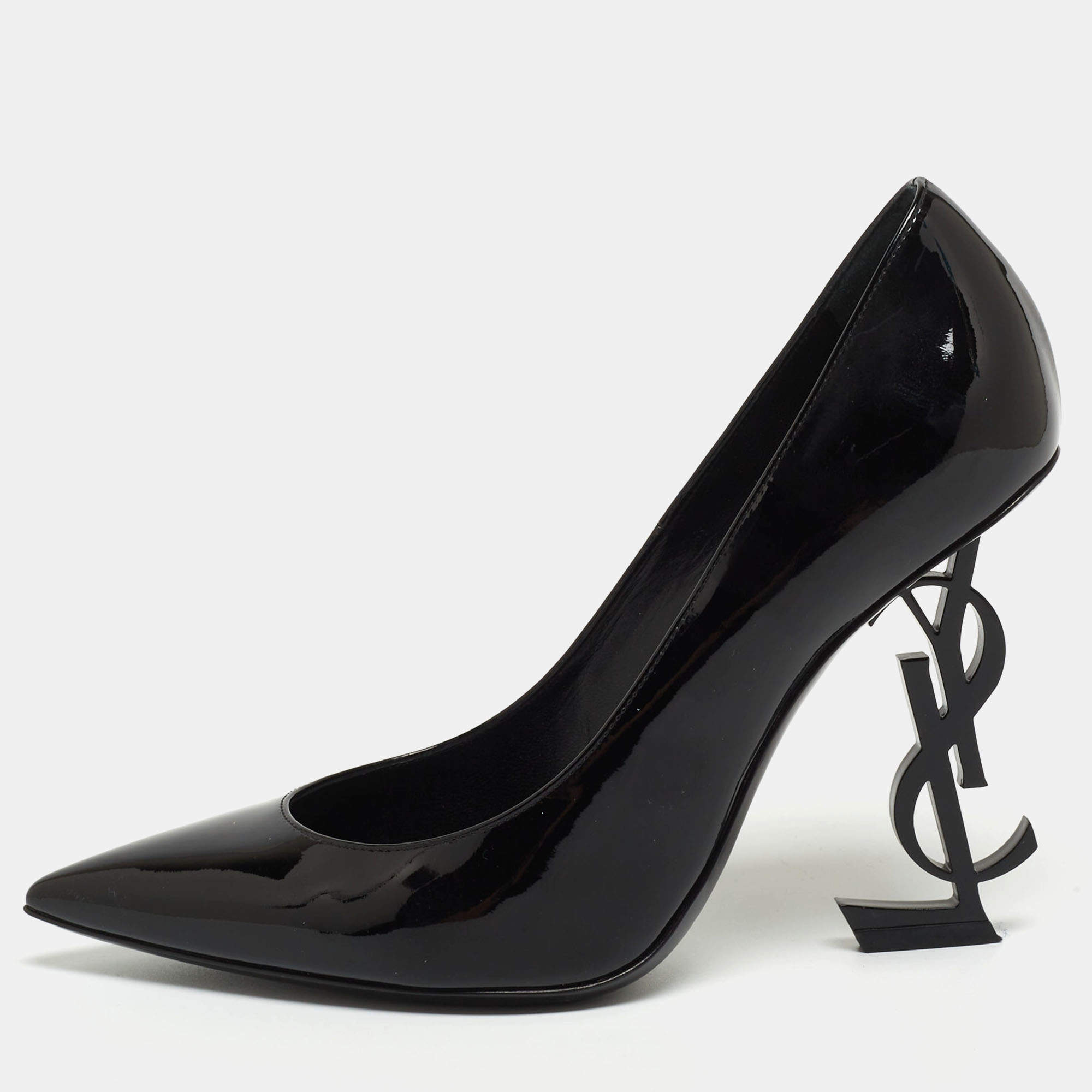 Saint Laurent Black Patent Opyum Pointed Pumps Size 36.5