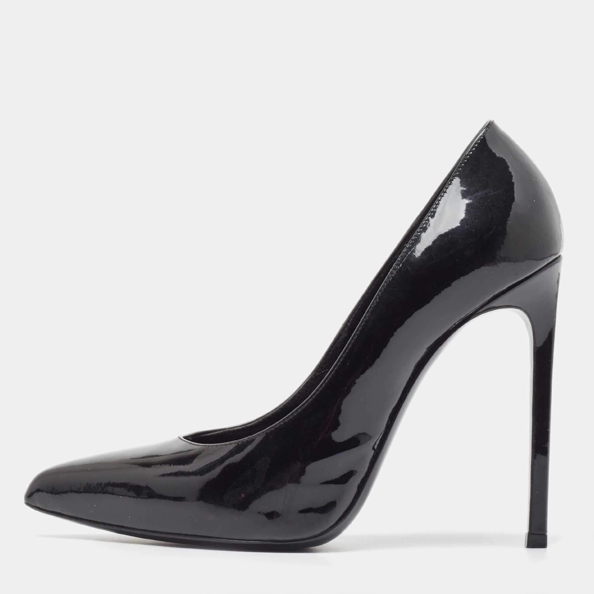 Pre Owned Saint Laurent Black Patent Leather Anja Pumps Size 37
