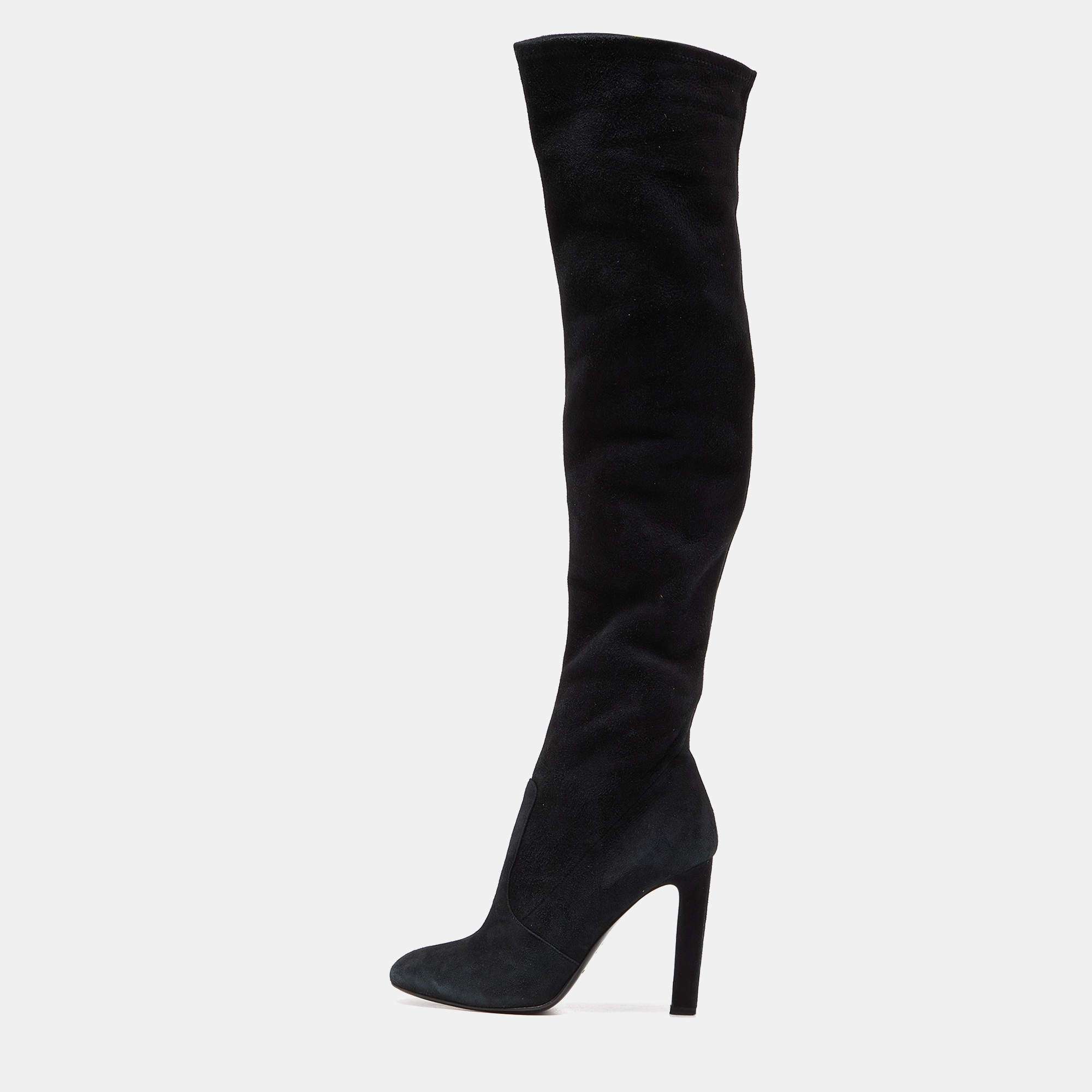 Saint Laurent Black Suede Over The Knee Boots Size 38.5