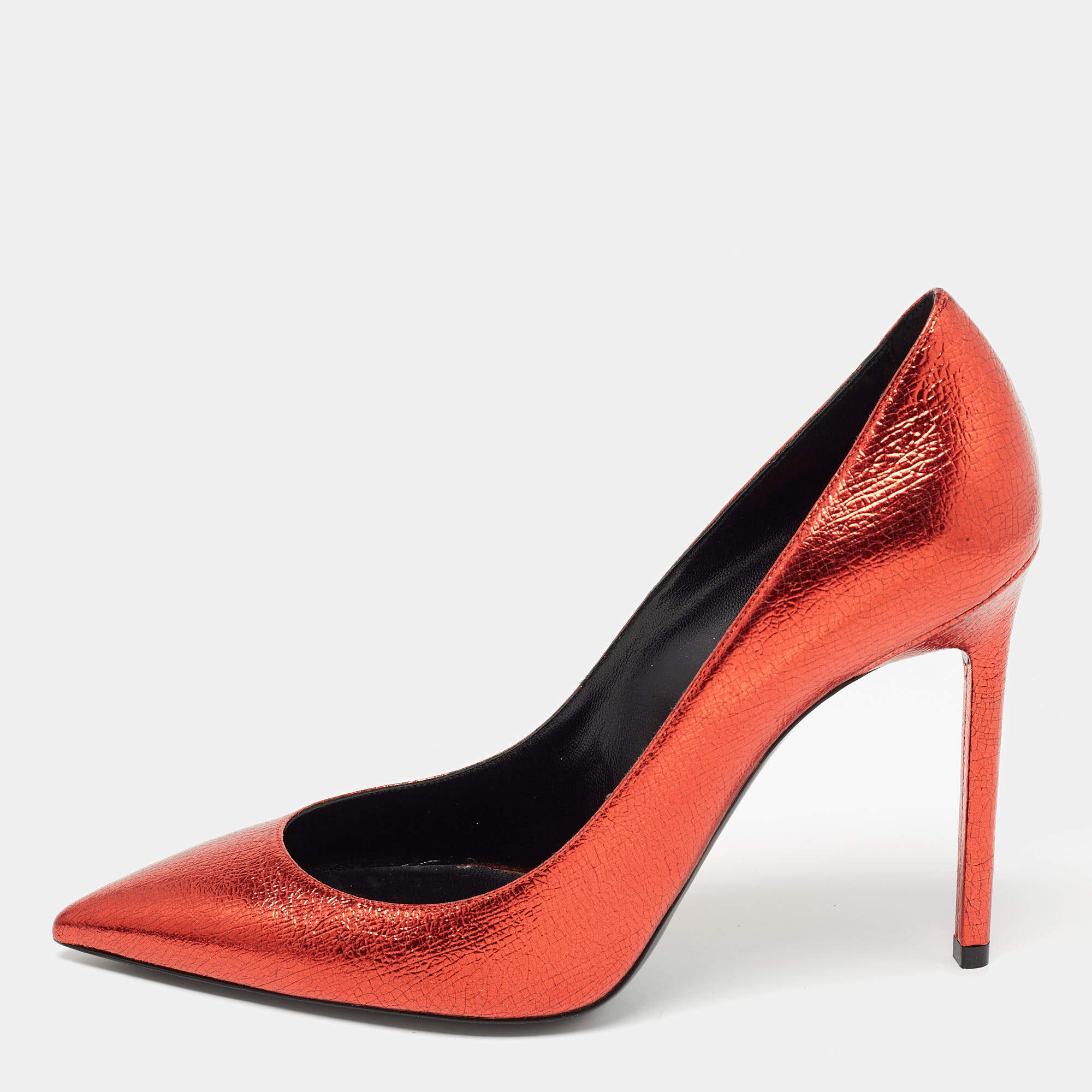 Saint Laurent Red Textured Leather Anja Pumps Size 39