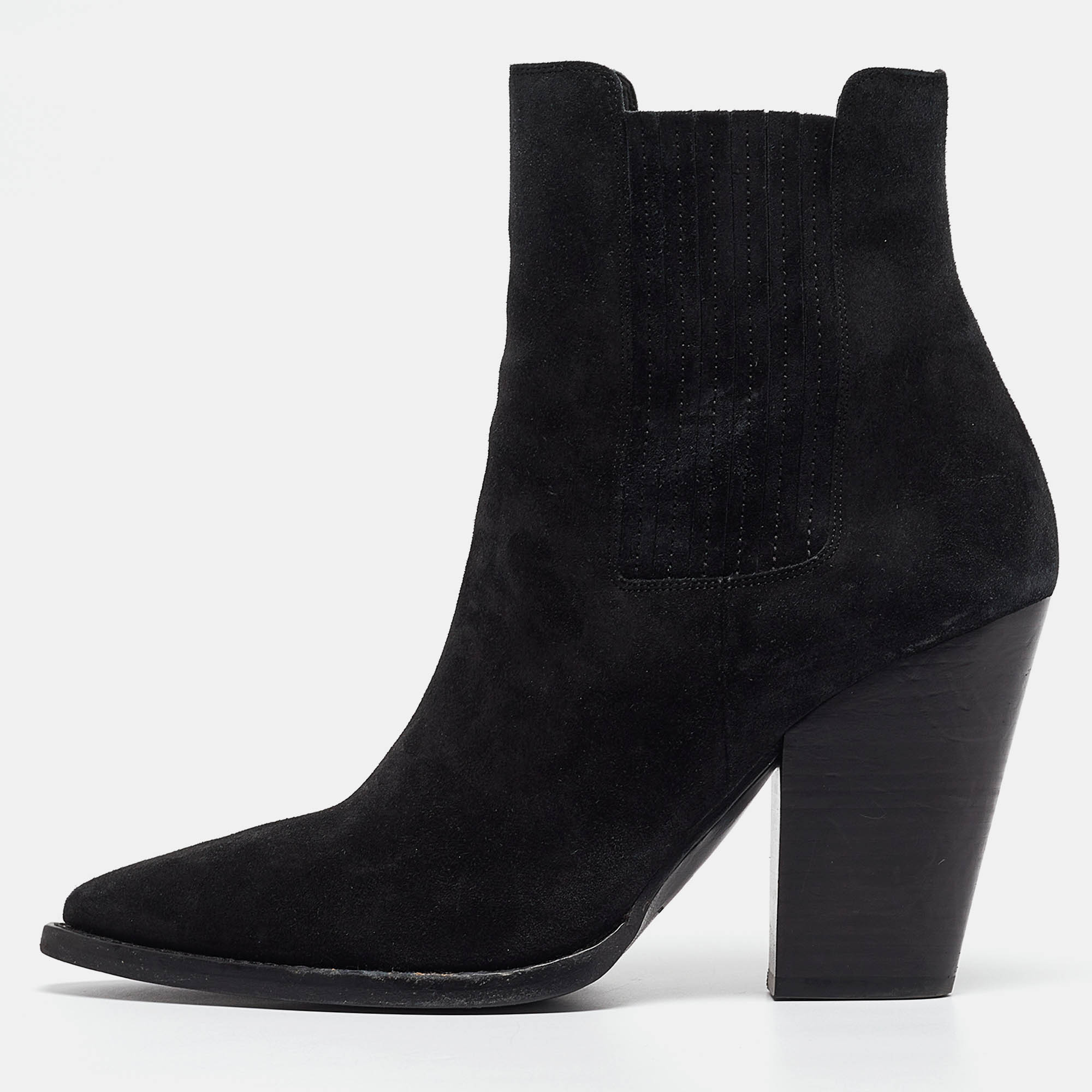 Pre Owned Saint Laurent Black Suede Theo Chelsea Boots Size 41.5