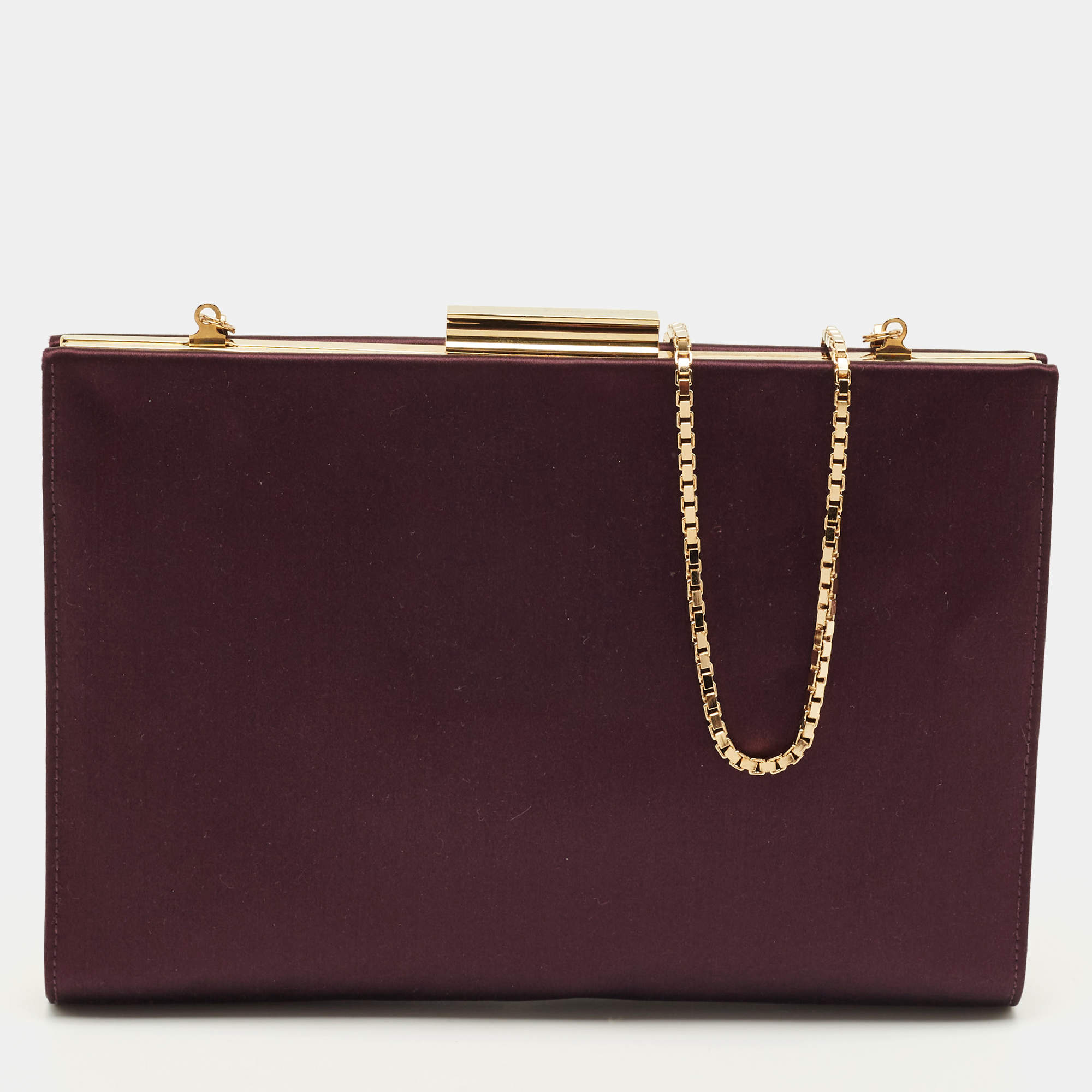 مملوكة مسبقًا Salvatore Ferragamo Purple Satin Frame Chain Clutch