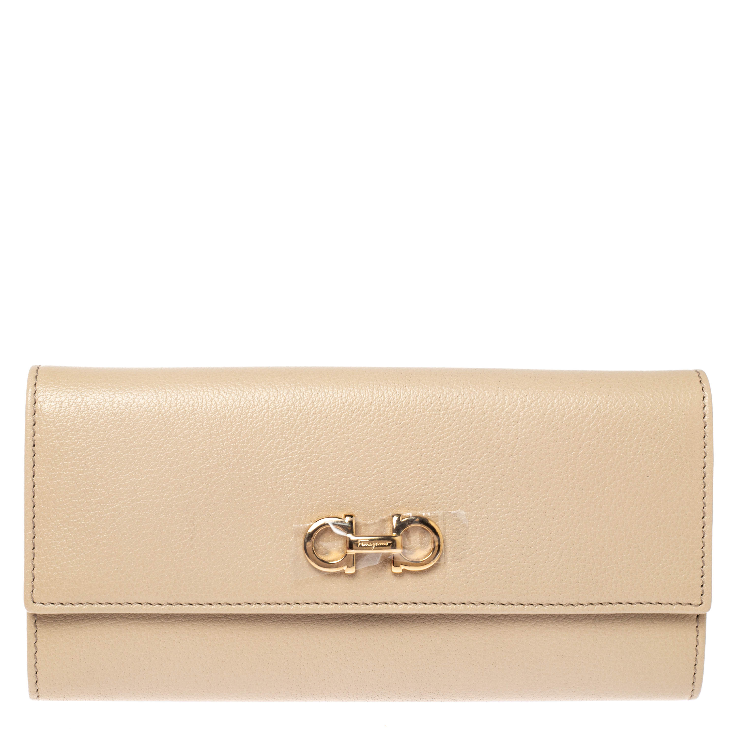 Pre Owned محفظة سالفاتوري فيراغامو كونتينينتال غانسيو مزدوج جلد أسود