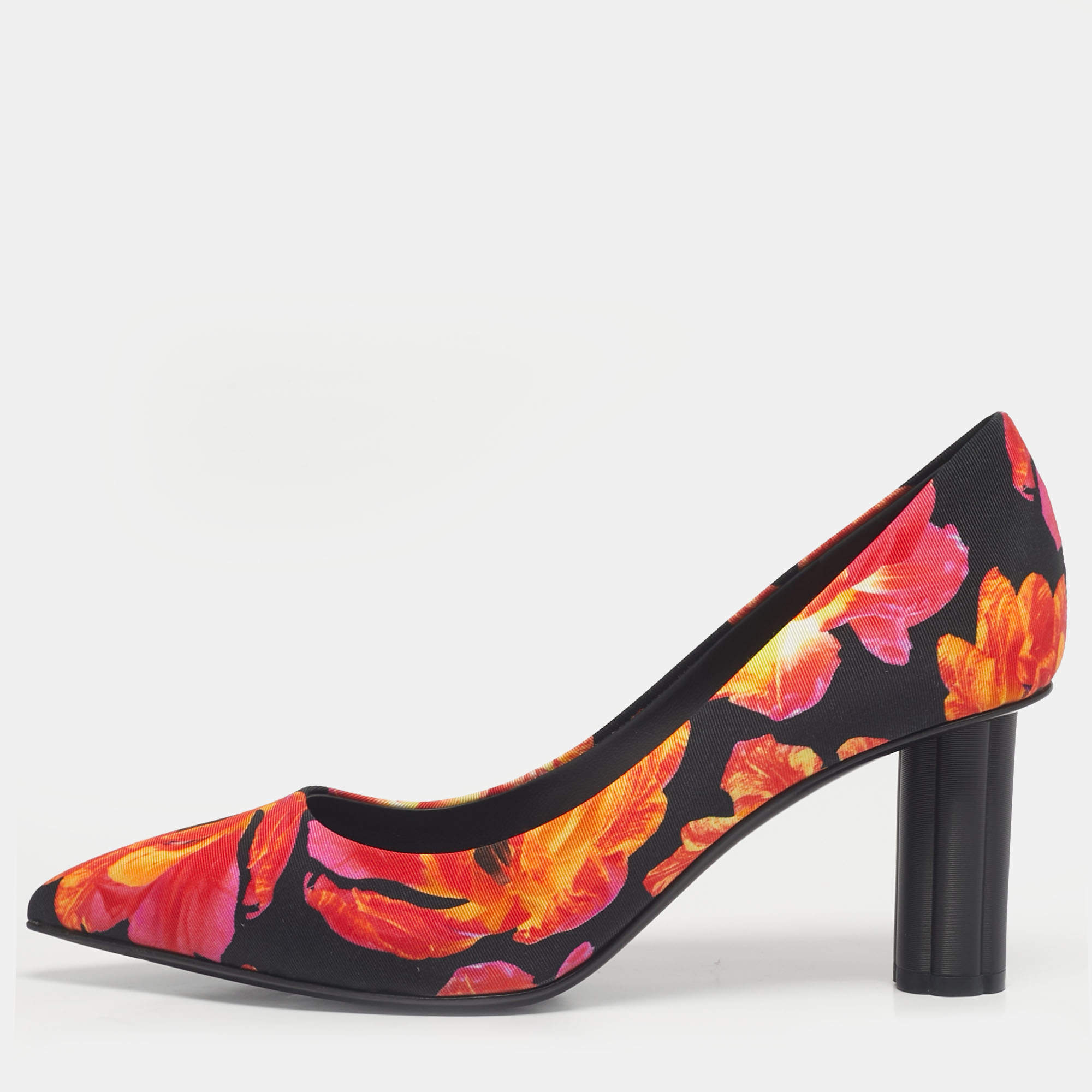 Pre Owned حذاء كعب عالي سالفاتوري فيراغامو بادي قماش مورد متعدد الألوان مقاس 38.5