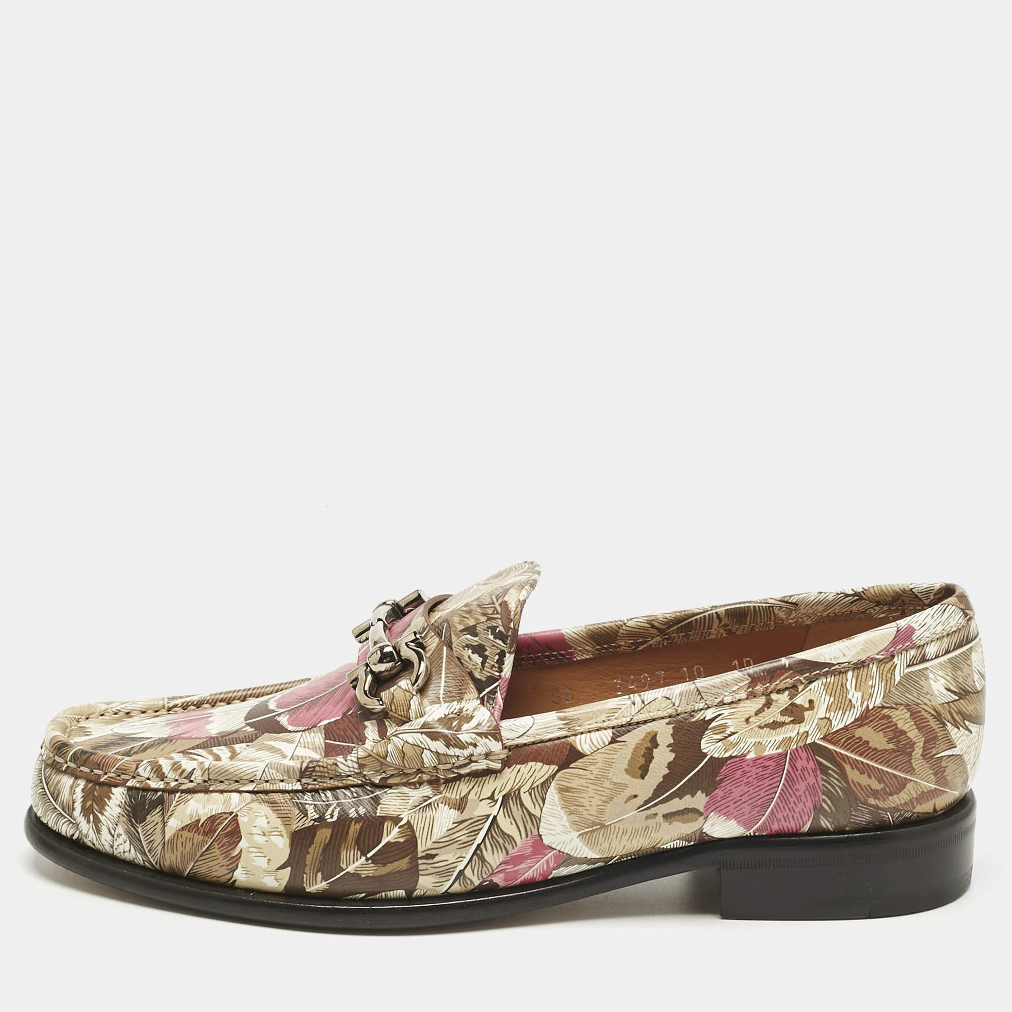 Pre Owned Salvatore Ferragamo Multicolor Flower Printed Leather Bit Slip On Loafers Size 40.5