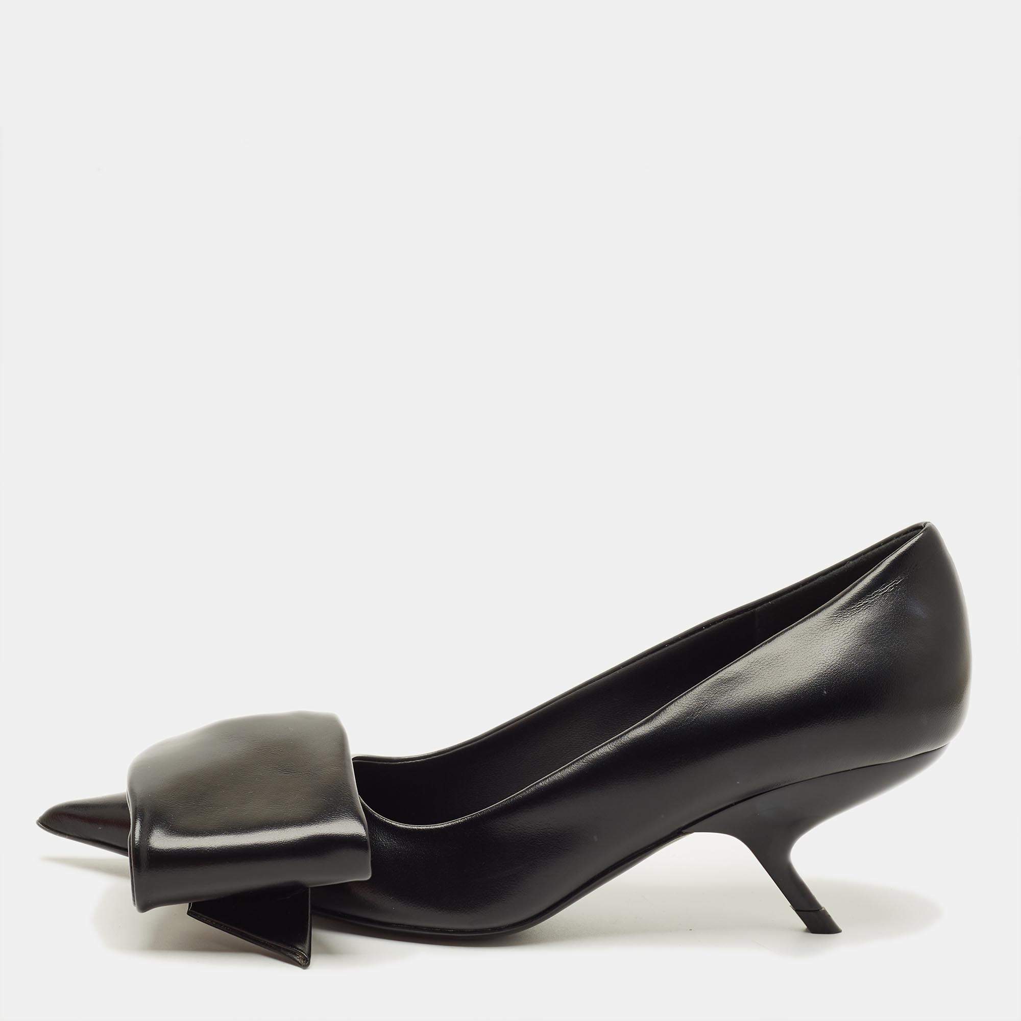 Pre Owned حذاء كعب عالي سالفاتوري فيراغامو أنسر جلد أسود مقاس 37