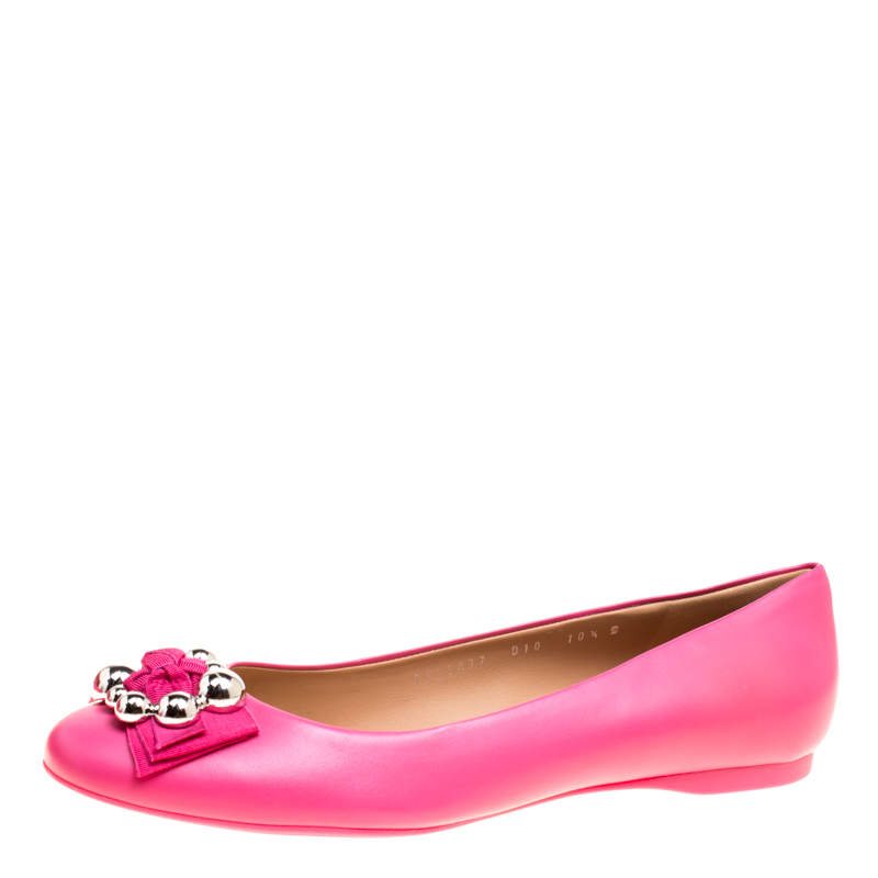 pink leather flats