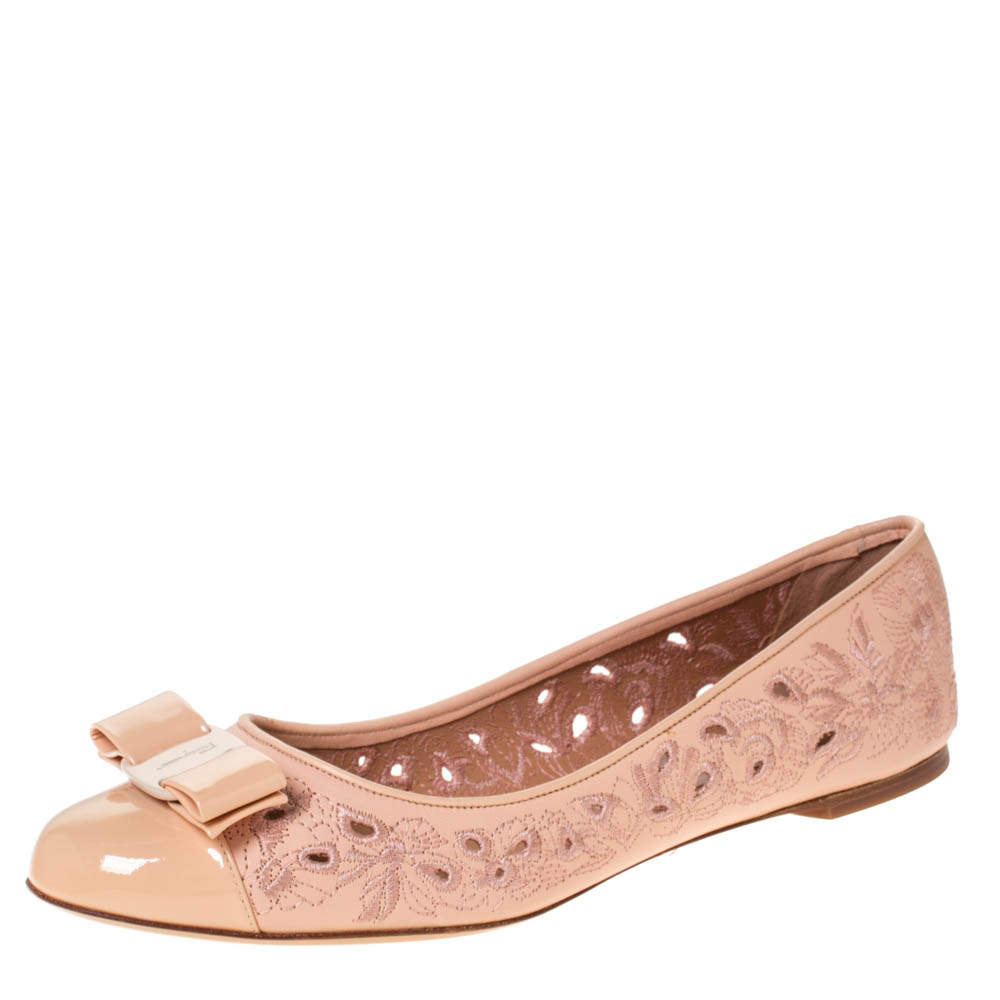 ferragamo laser cut flats