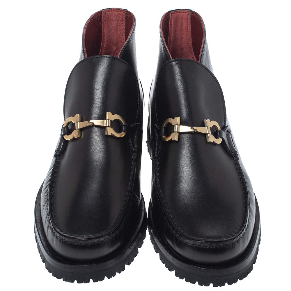 FERRAGAMO: leather loafers with horsebit - Black  FERRAGAMO loafers 029457  762340 online at