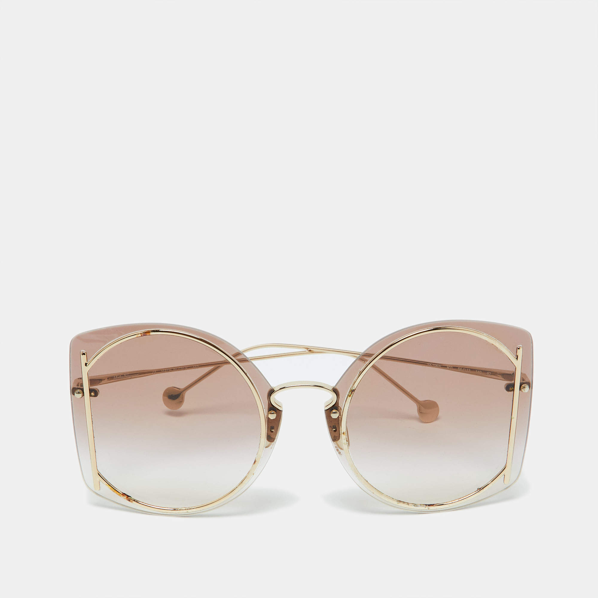 Salvatore Ferragamo Gold Tone/Pink Gradient SF196S Gancini Butterfly Sunglasses