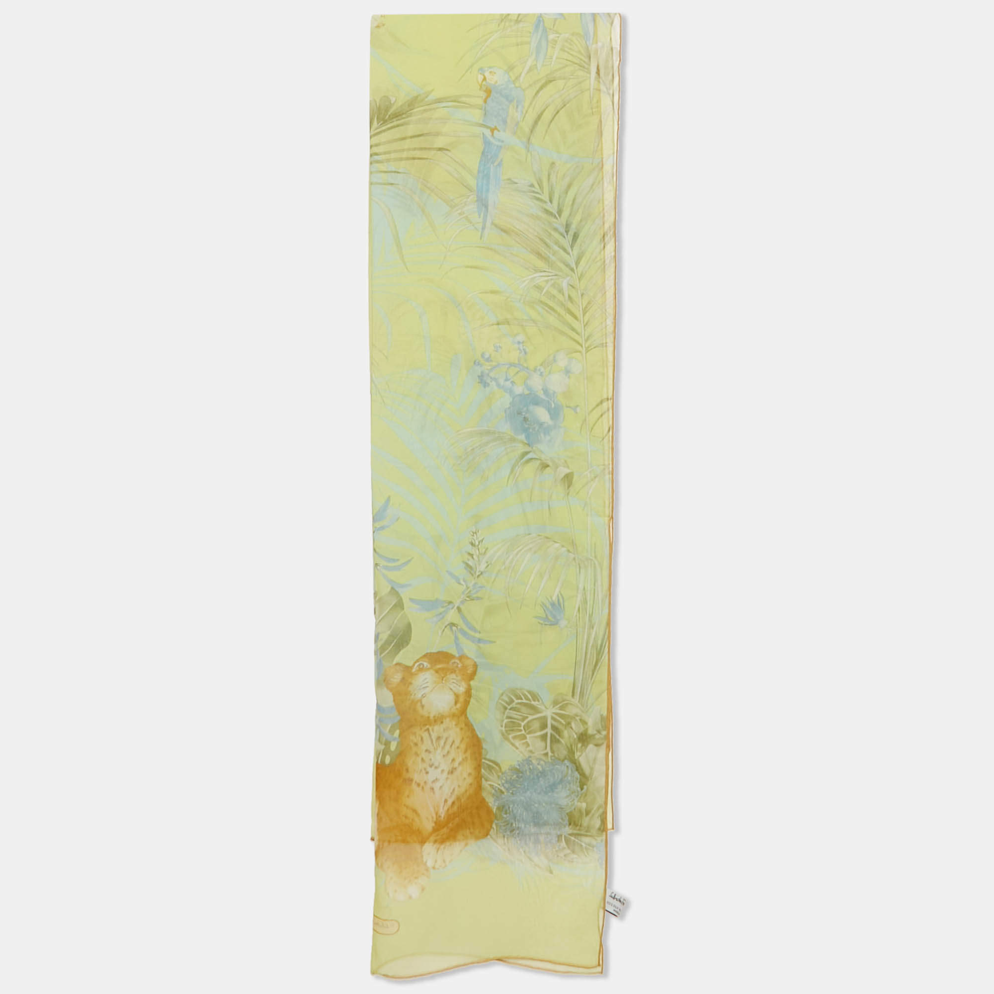 Salvatore Ferrara Light Green Wildlife Printed Silk Stole