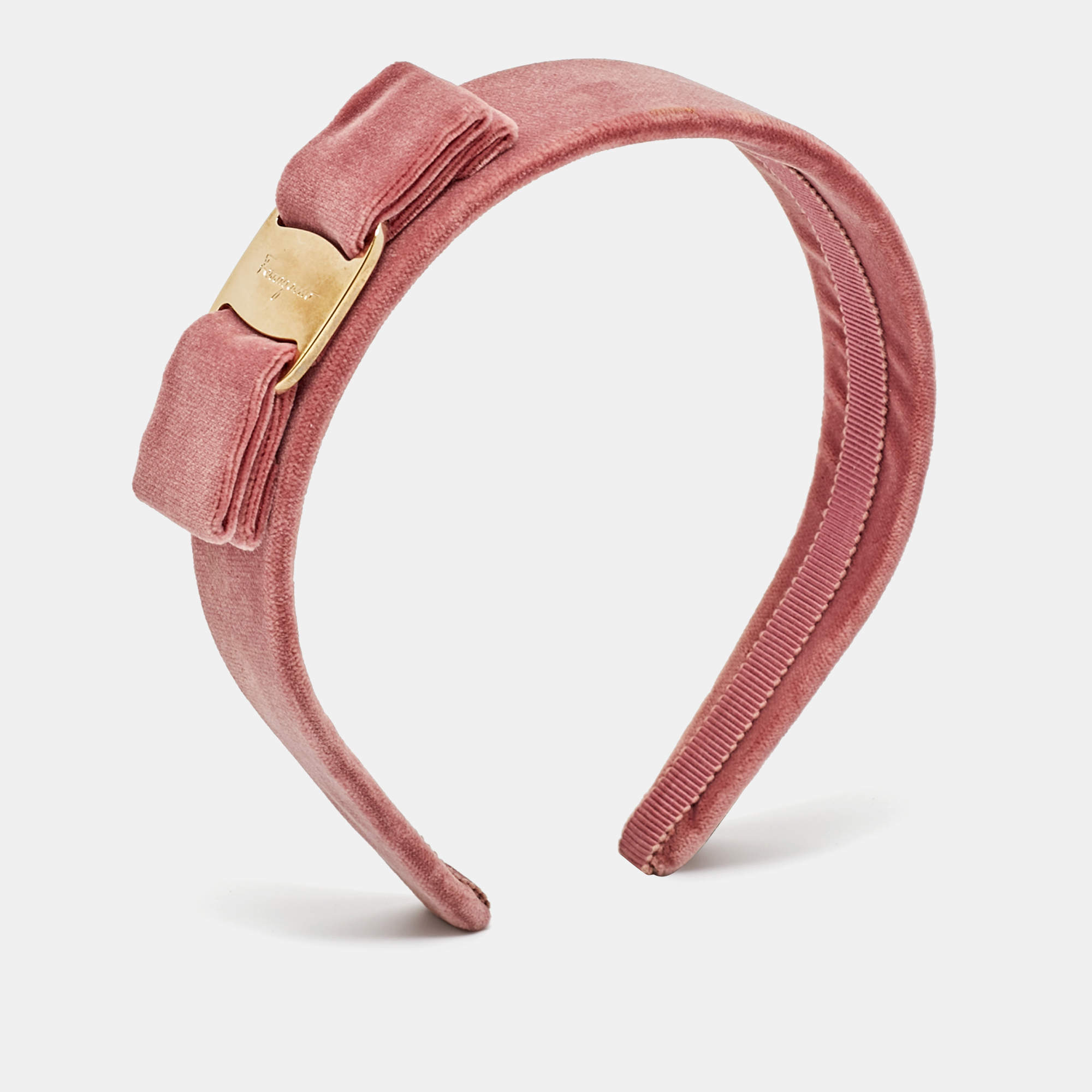 Pre Owned Salvatore Ferragamo Velvet Gold Tone Head Band