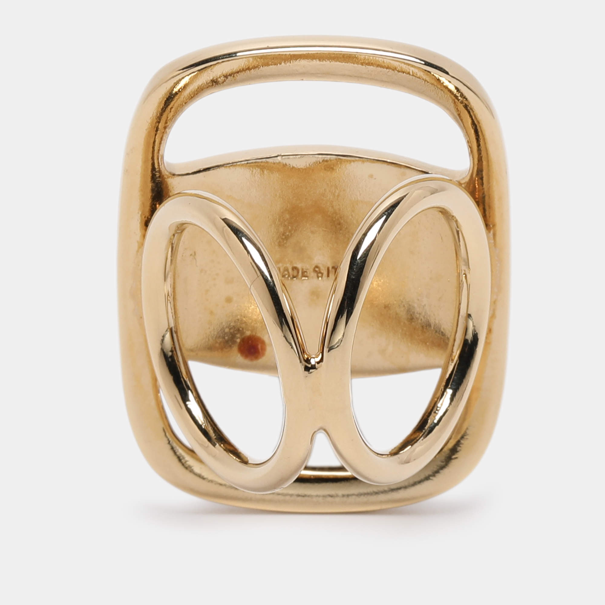 Pre Owned Salvatore Ferragamo Gold Tone Metal Vara Scarf Ring