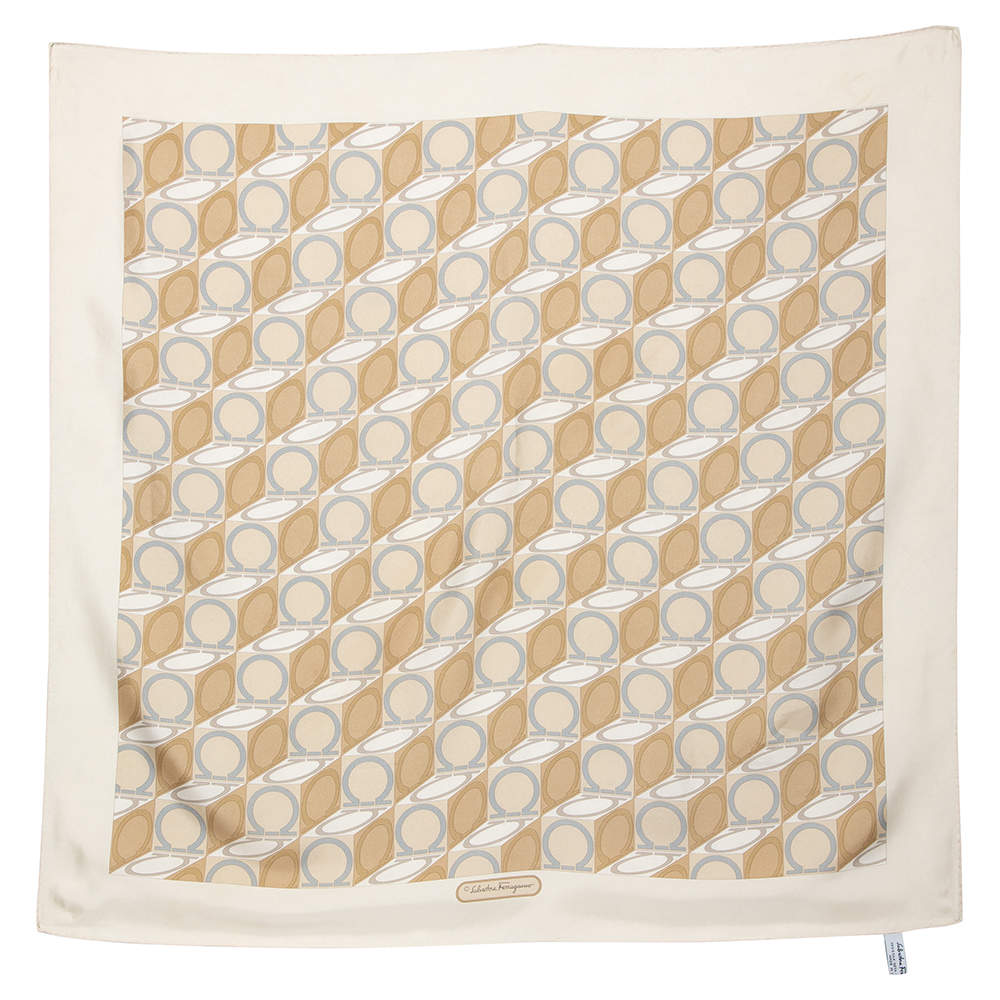 مملوكة مسبقًا وشاح سالفاتوري فيراغامو حرير طباعة غانسيني بيج