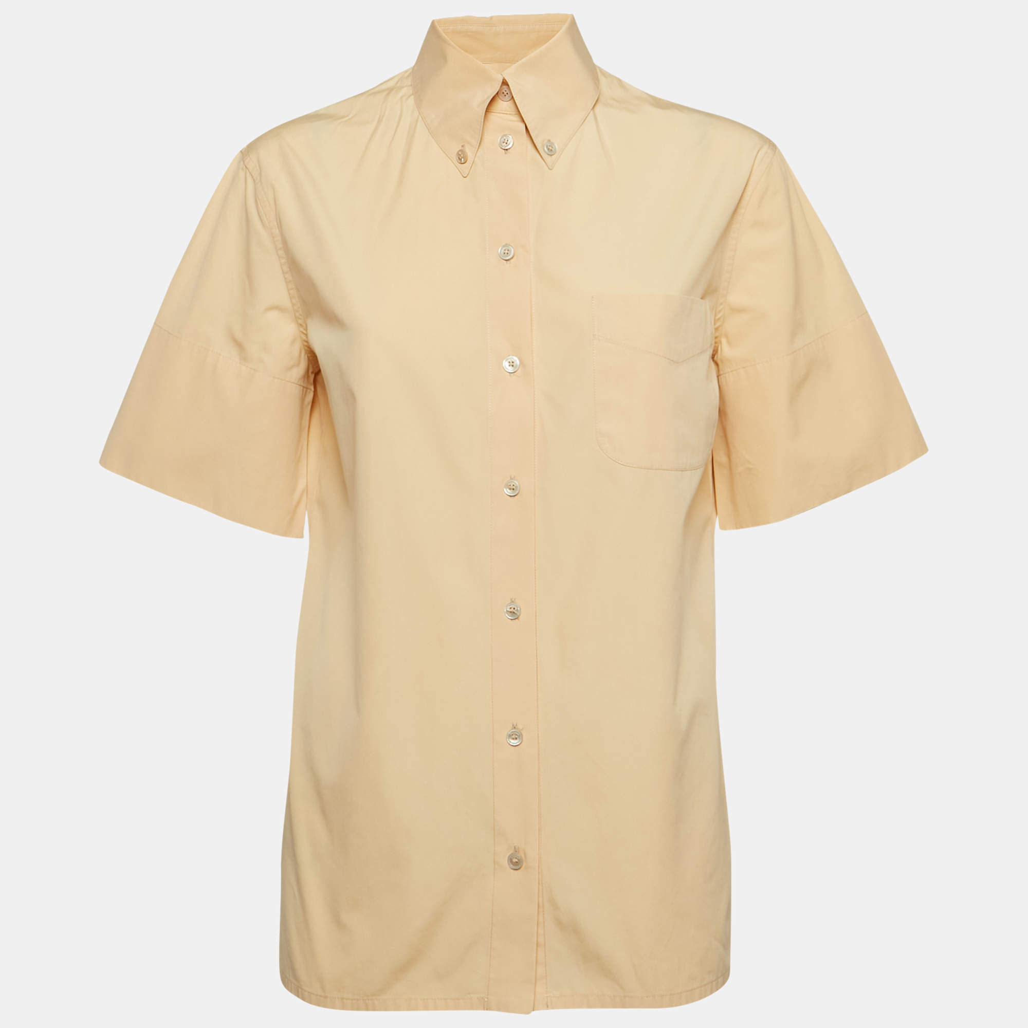 Salvatore Ferragamo Orange Cotton Short Sleeve Shirt L
