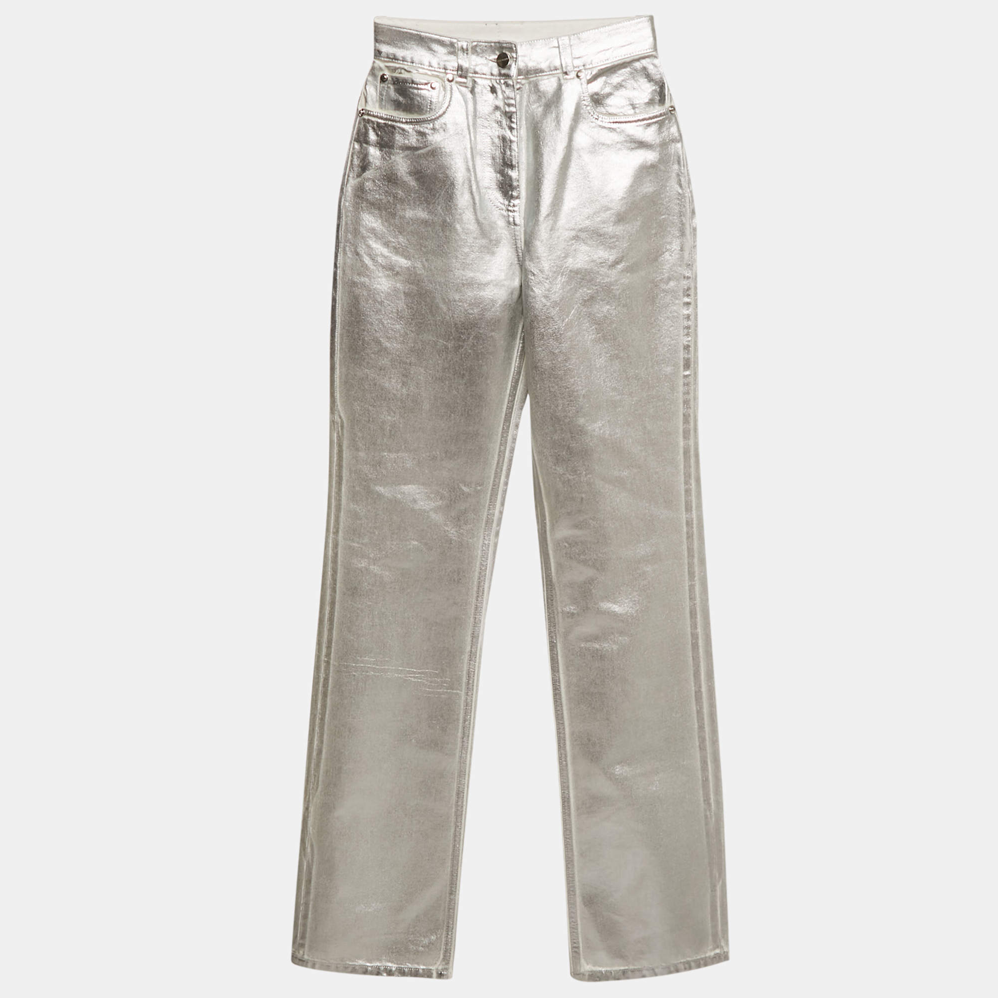 Salvatore Ferragamo Silver Denim Jeans S Waist 25"