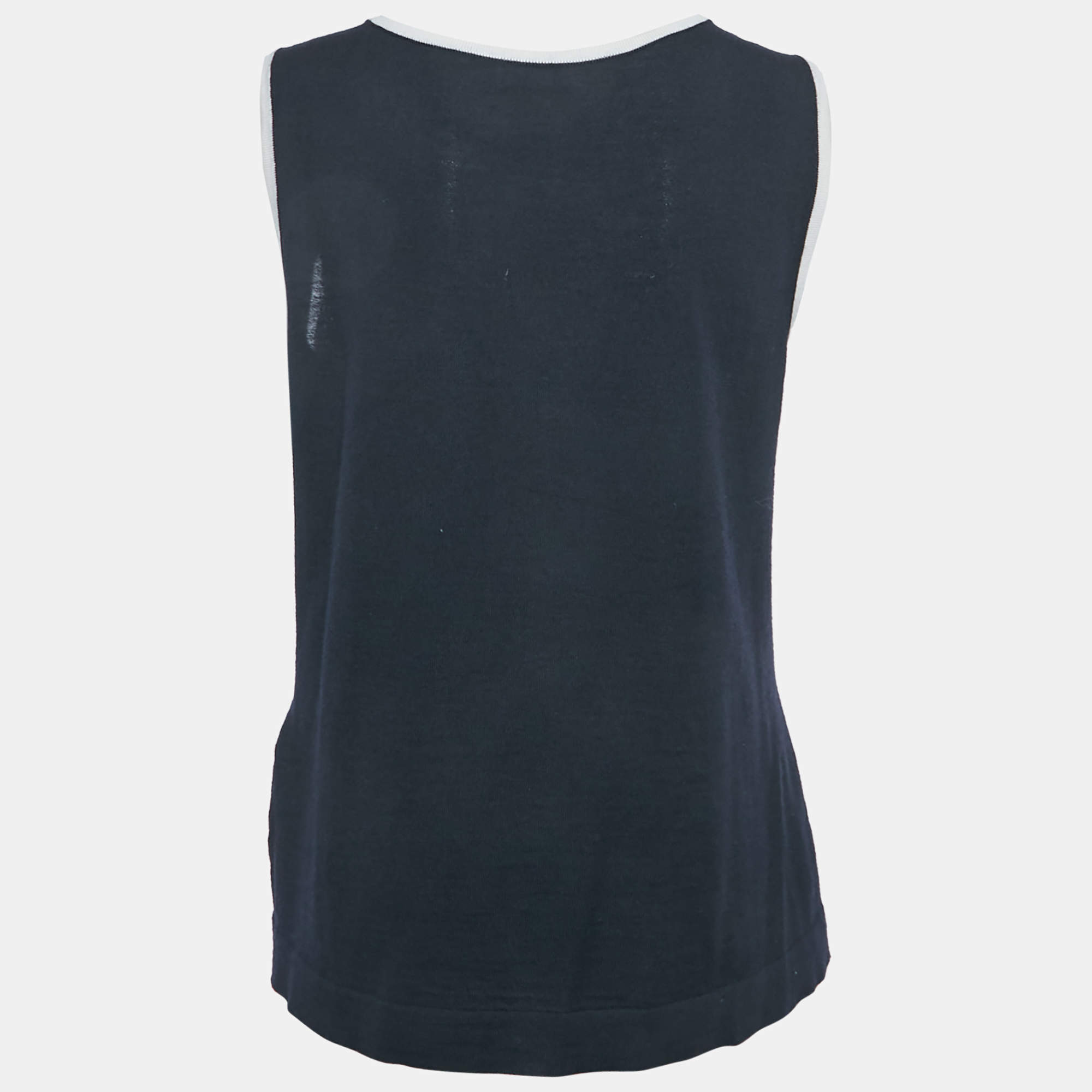 Salvatore Ferragamo Navy Blue Wool Tank Top L Salvatore