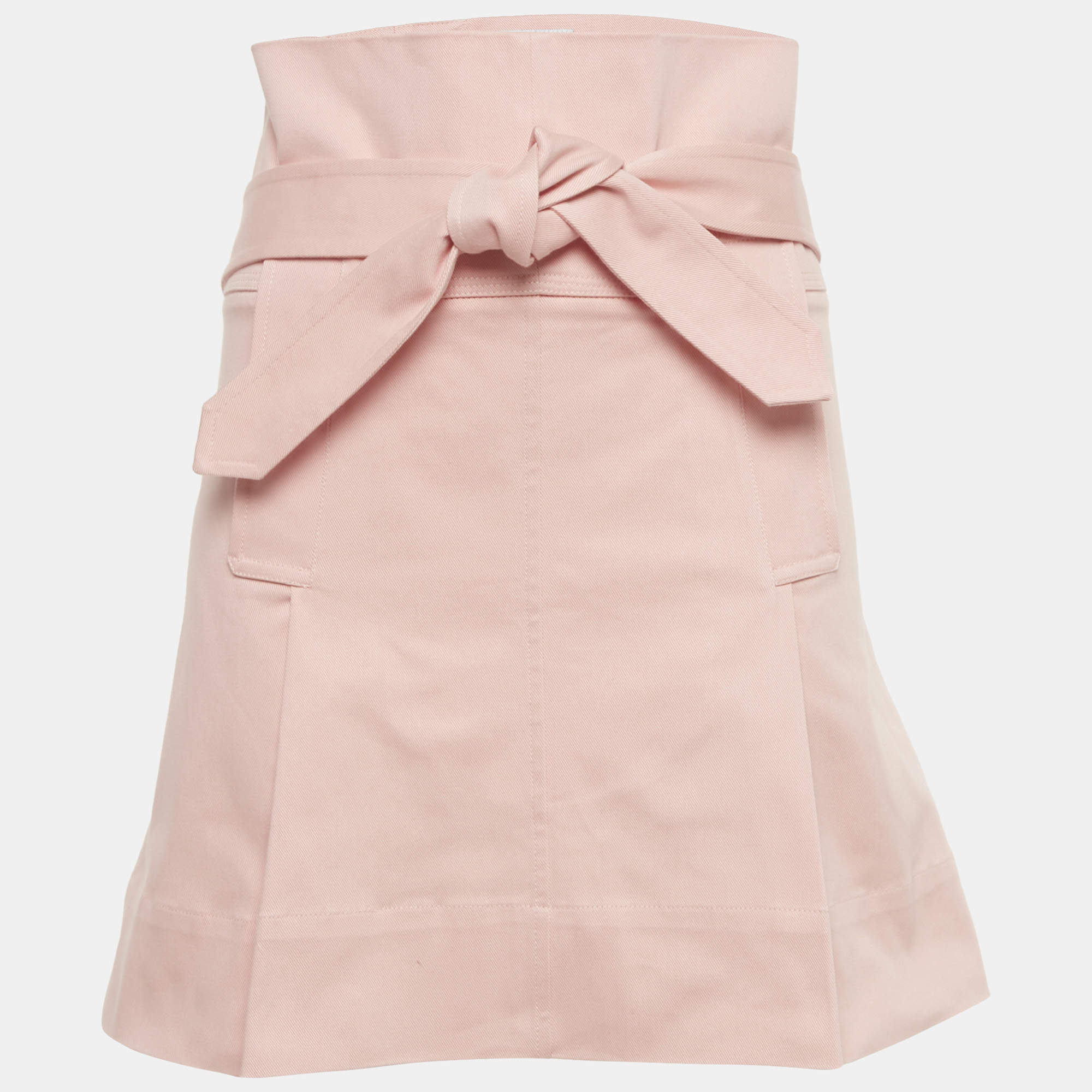 Pre Owned تنورة سالفاتوري فيراغامو قطن وردي بحزام ميني مقاس متوسط - ميديام