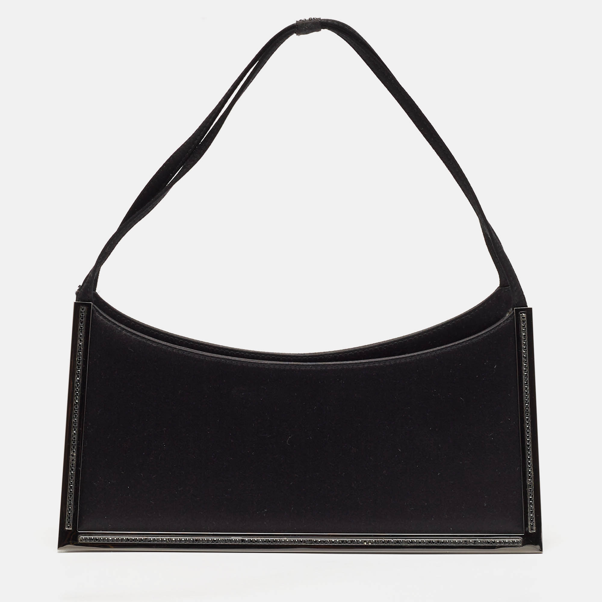 Salvatore Ferragamo Black Satin Frame Shoulder Bag