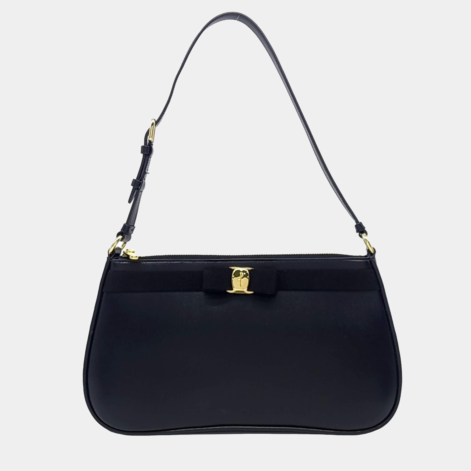 Salvatore Ferragamo Black Leather Barra shoulder bag
