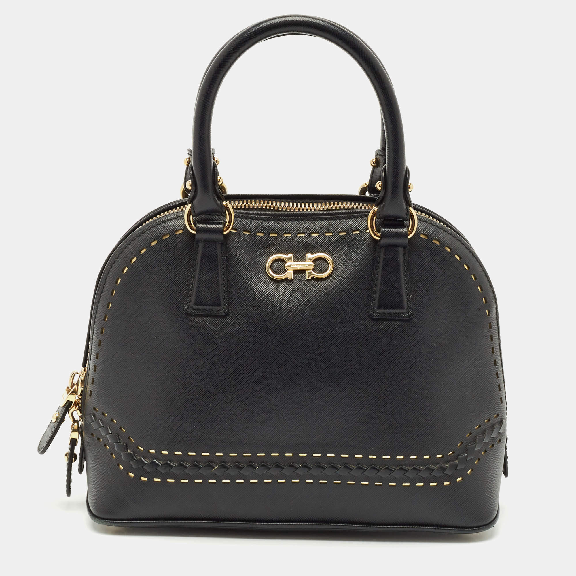 Salvatore Ferragamo Black Leather Darina Satchel