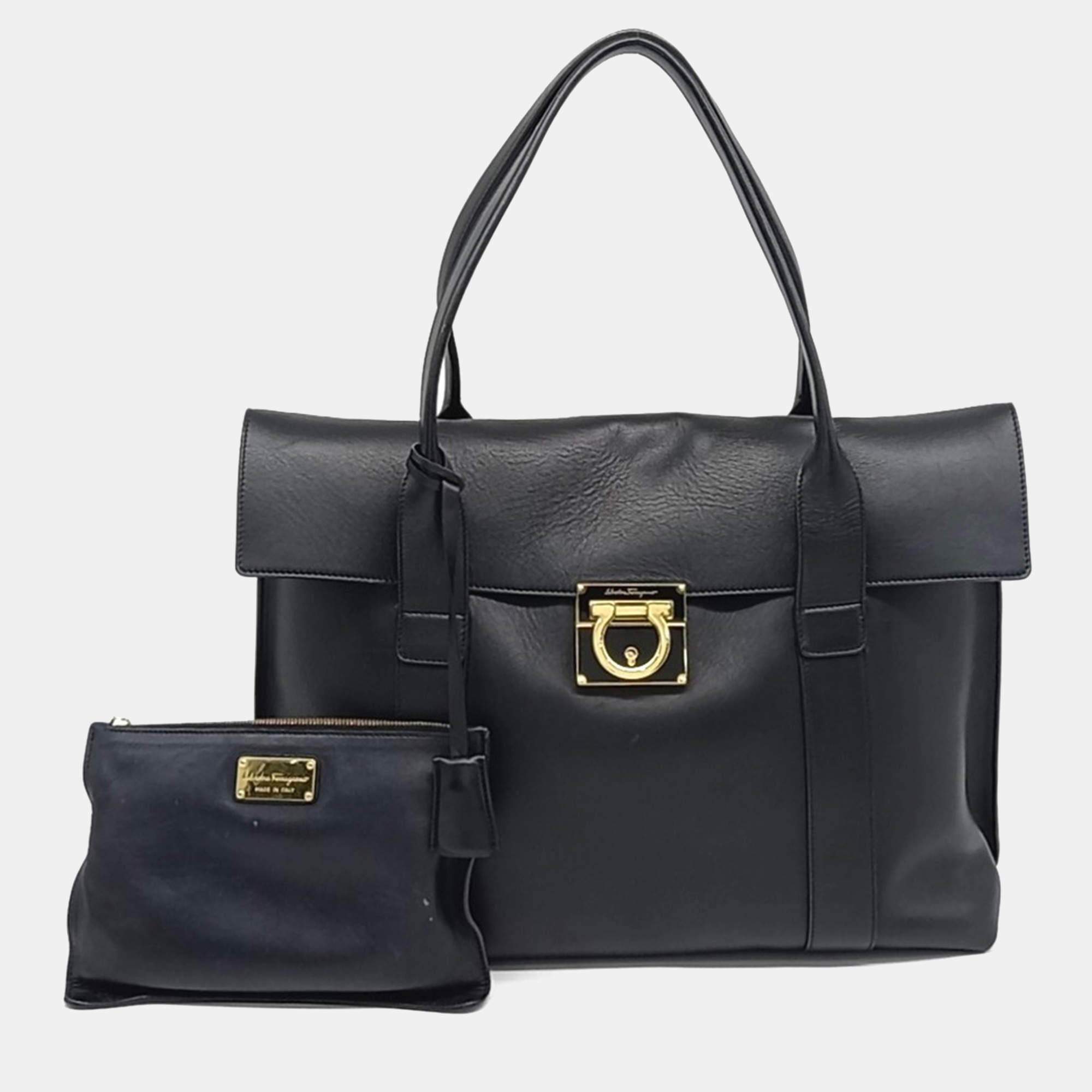 Salvatore Ferragamo Black Leather Suki Bag