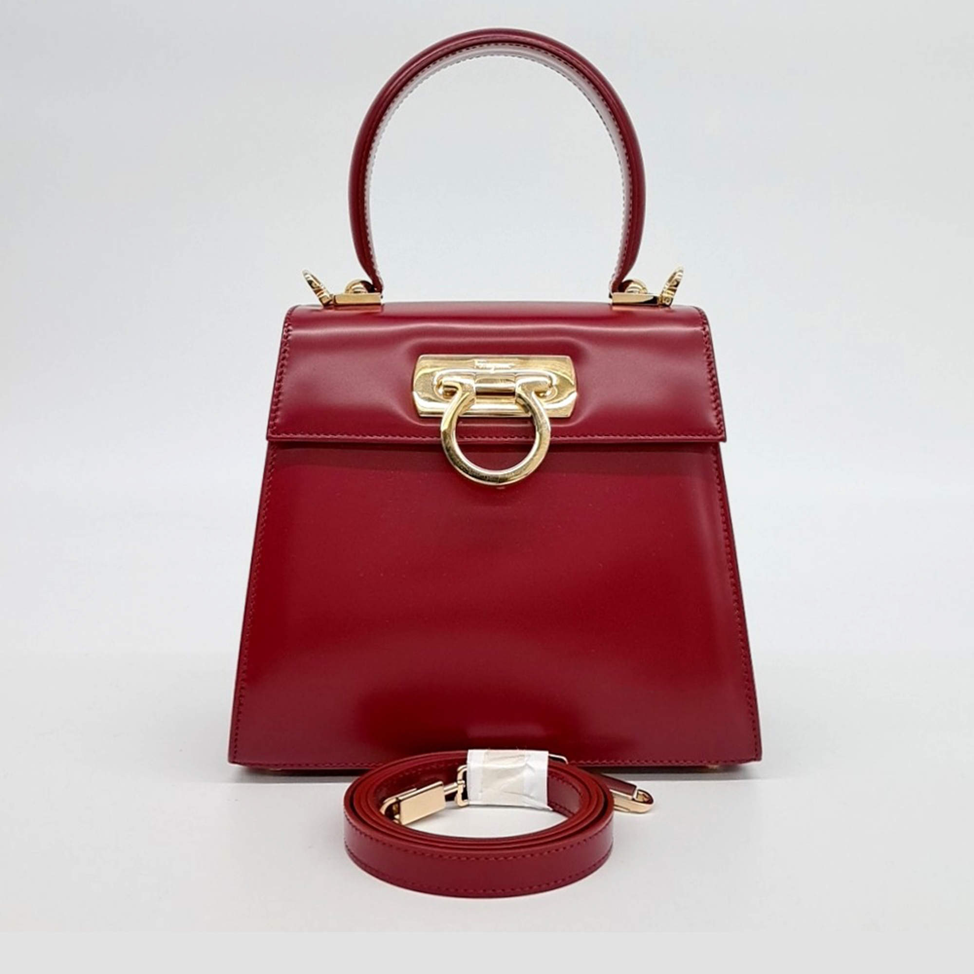 Salvatore Ferragamo Red Leather Kelly Small bag