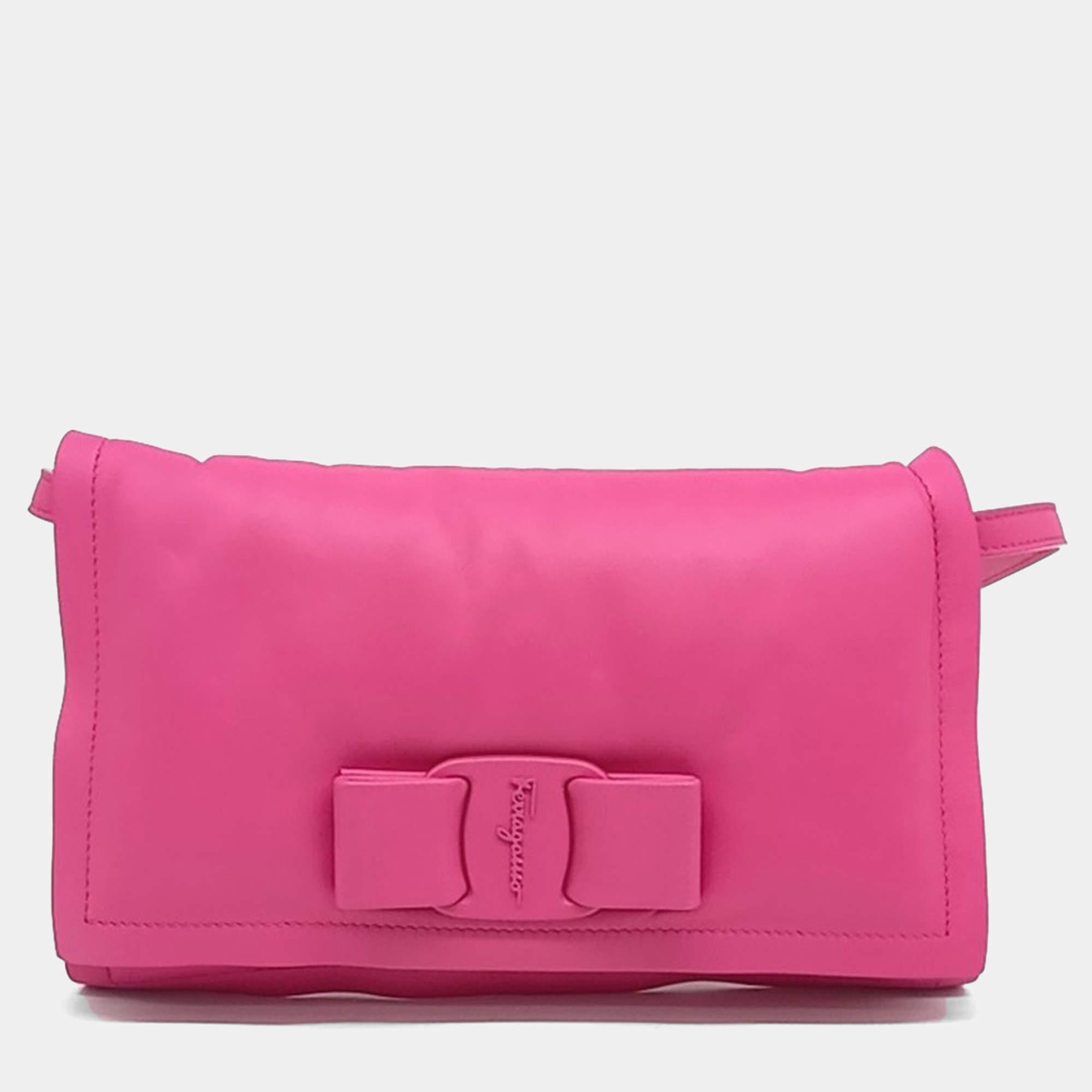 Salvatore Ferragamo Pink Leather Viva Bow Mini Crossbody Bag