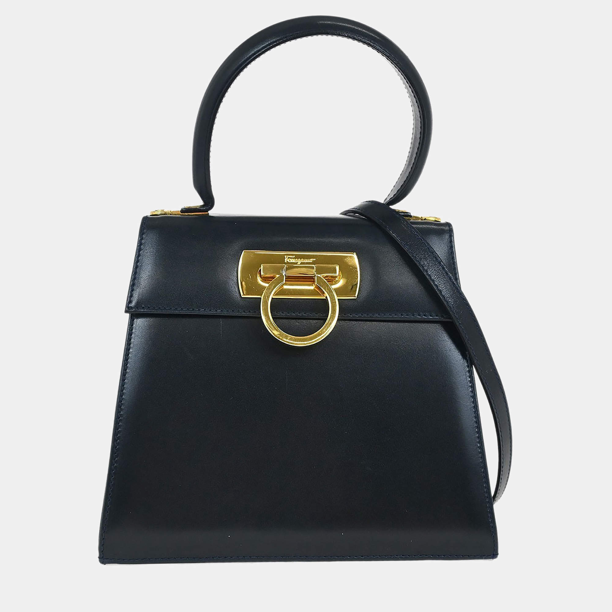 مملوكة مسبقًا Salvatore Ferragamo Navy Gancini 2Way Handbag