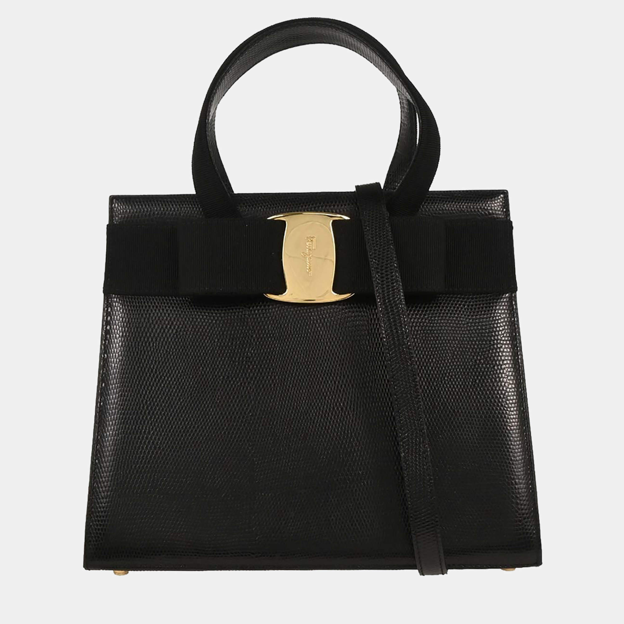 مملوكة مسبقًا Salvatore Ferragamo Black Vara Bow 2Way Handbag
