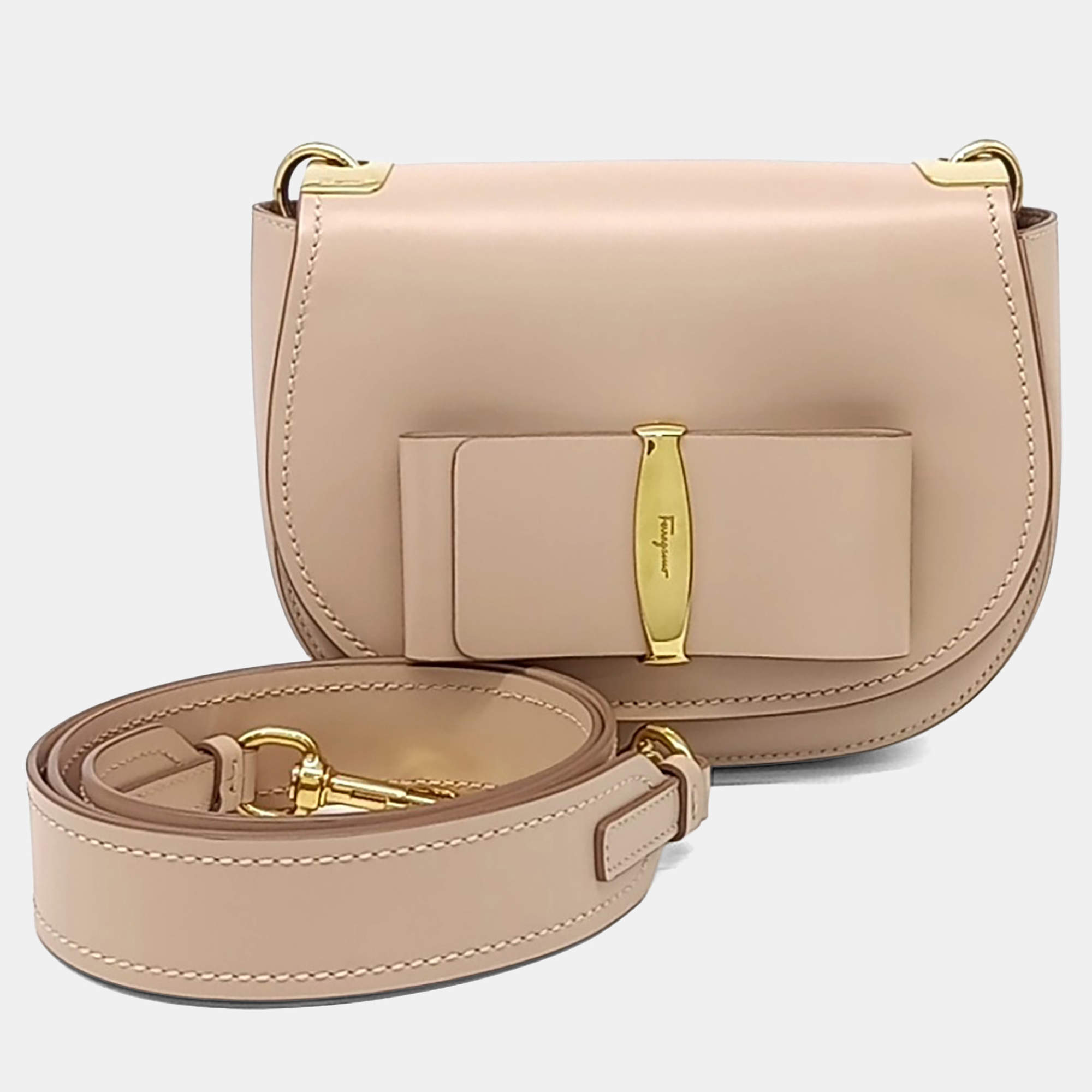 Pre Owned Salvatore Ferragamo Pink Leather Anna bag