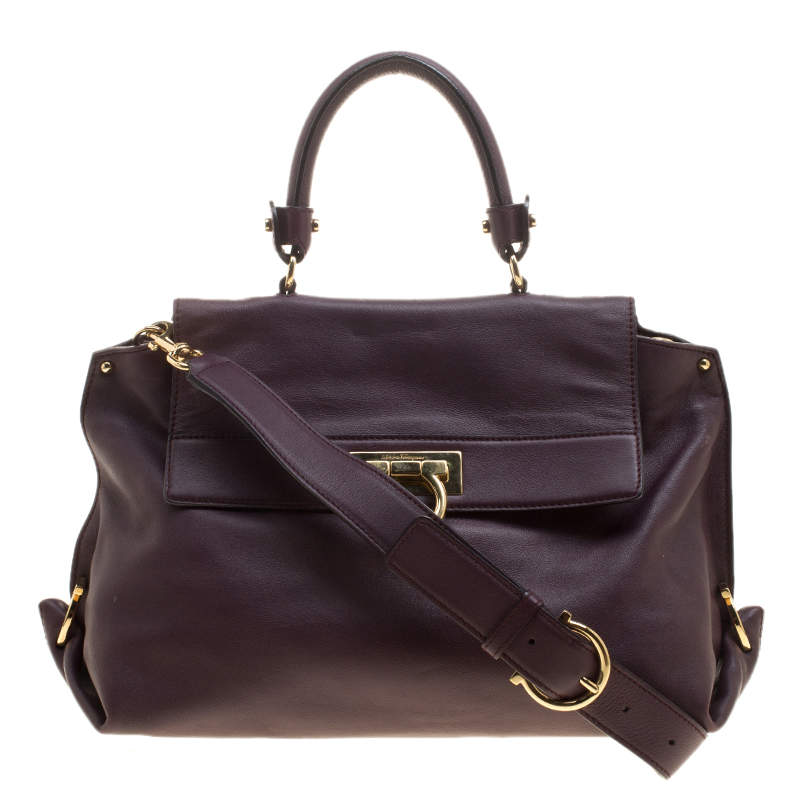 Pre Owned Salvatore Ferragamo Purple Leather Medium Sofia Satchel