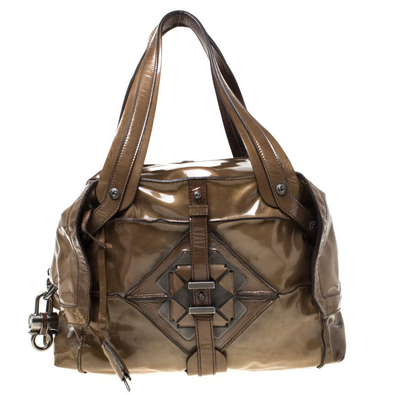 مملوكة مسبقًا حقيبة سالفاتوري فيراغامو جلد أخضر زيتوني لامع