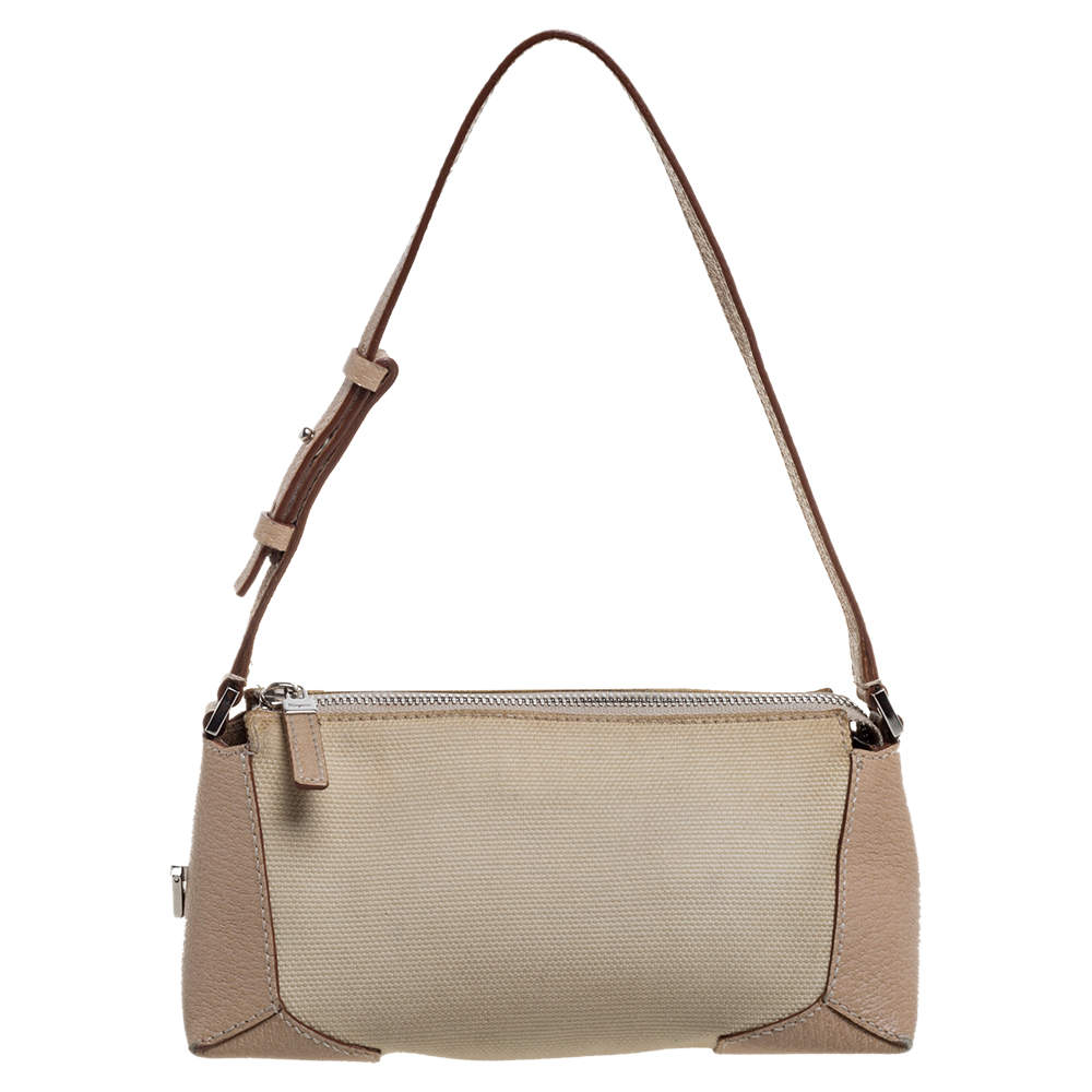 مملوكة مسبقًا حقيبة يد صغيرة سالفاتورى فيراغامو جلد وكانفاس بيج 