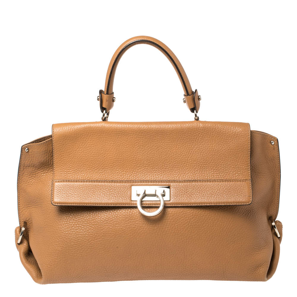 Pre Owned Salvatore Ferragamo Tan Leather Sofia Top Handle Bag
