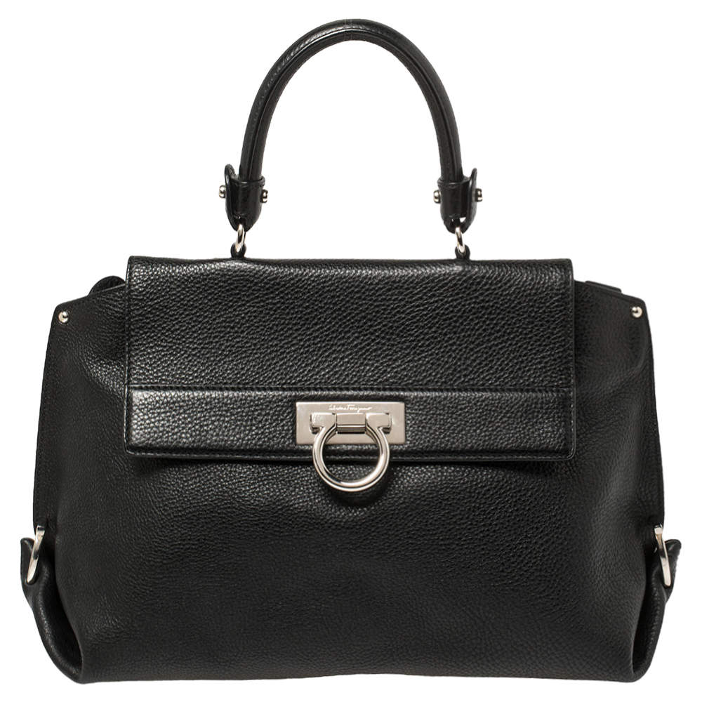 مملوكة مسبقًا Salvatore Ferragamo Black Leather Medium Sofia Top Handle Bag