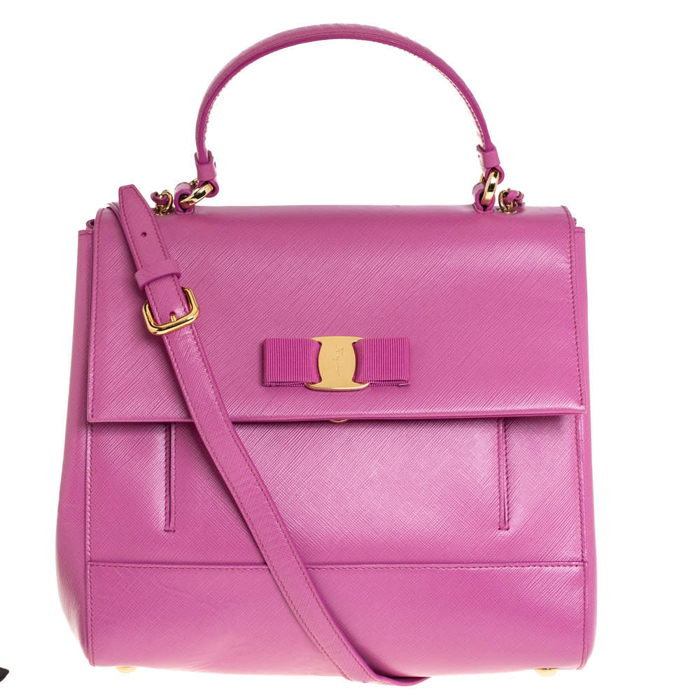 Salvatore Ferragamo Pink Leather Carrie Top Handle Bag