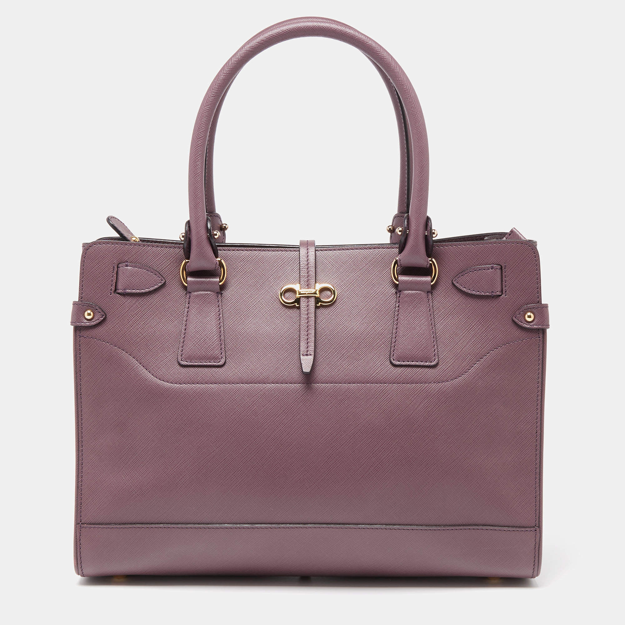 مملوكة مسبقًا حقيبة يد سالفاتوري فيراغامو بريانا جلد بنفسجية صغيرة