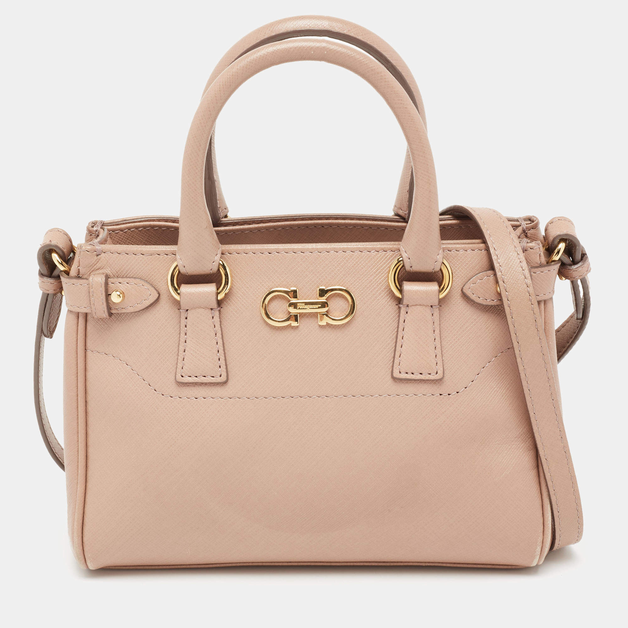 Salvatore Ferragamo Poudre Beige Leather Beky Tote Salvatore Ferragamo ...