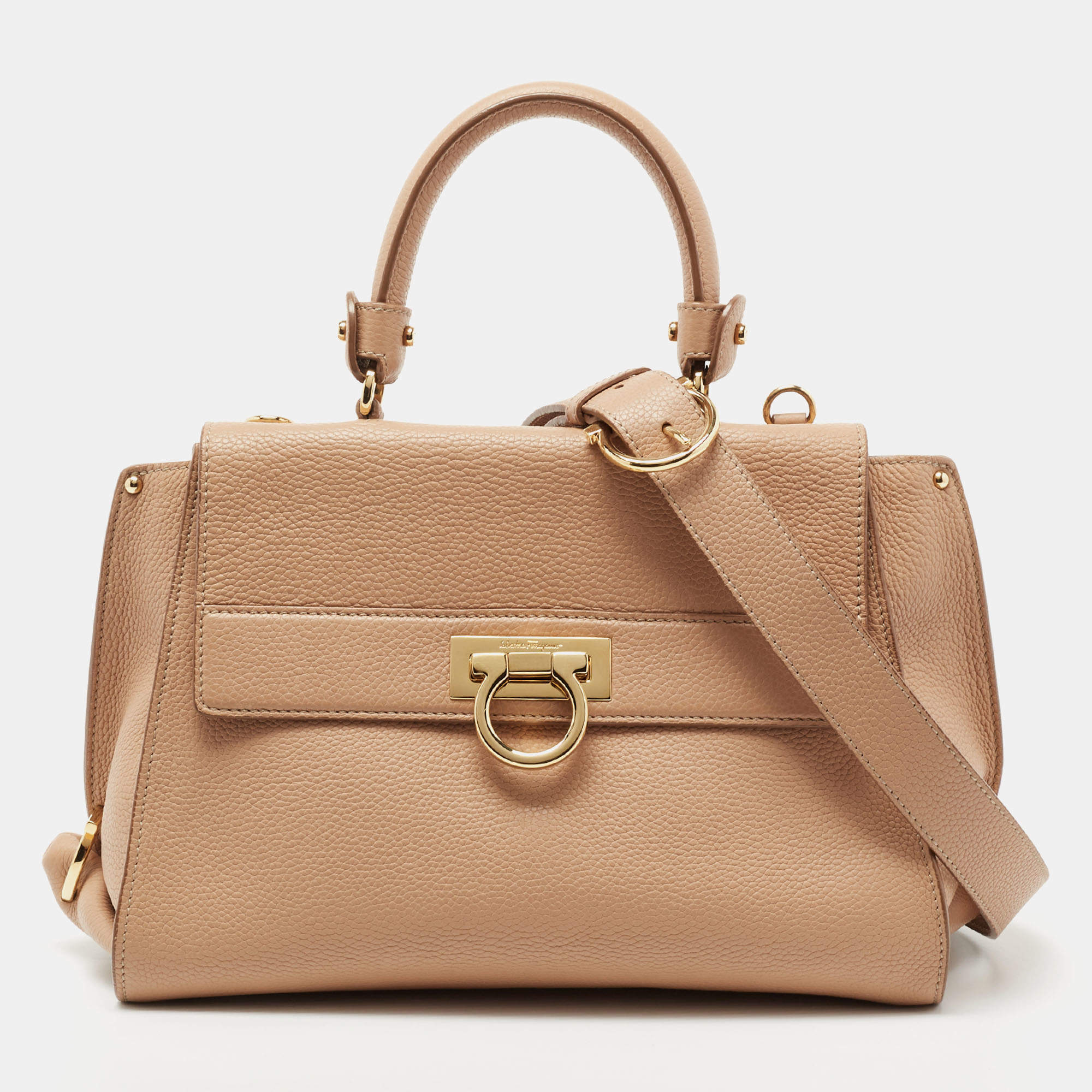 مملوكة مسبقًا Salvatore Ferragamo Beige Leather Medium Sofia Top Handle Bag