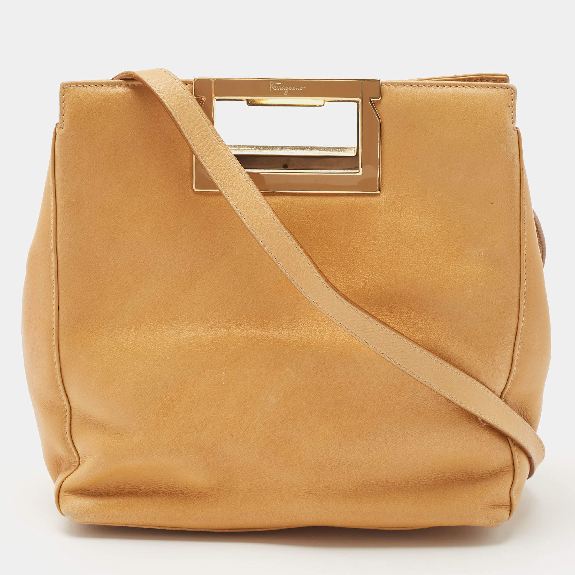 SALVATORE FERRAGAMO Brown Leather Shoulder Bag - The Purse Ladies