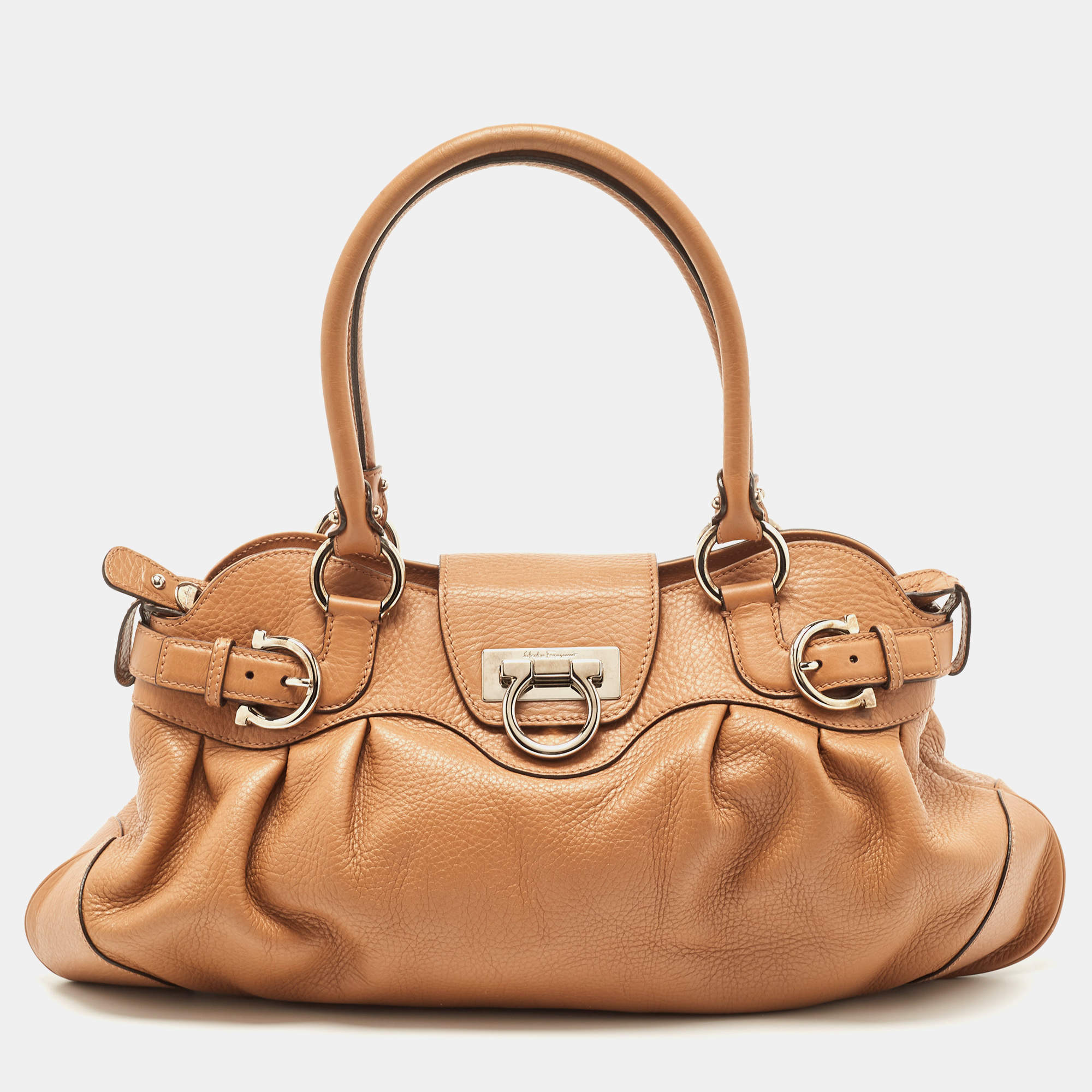 Pre Owned حقيبة كتف سالفاتوري فيراغامو ماريسا جلد سوداء