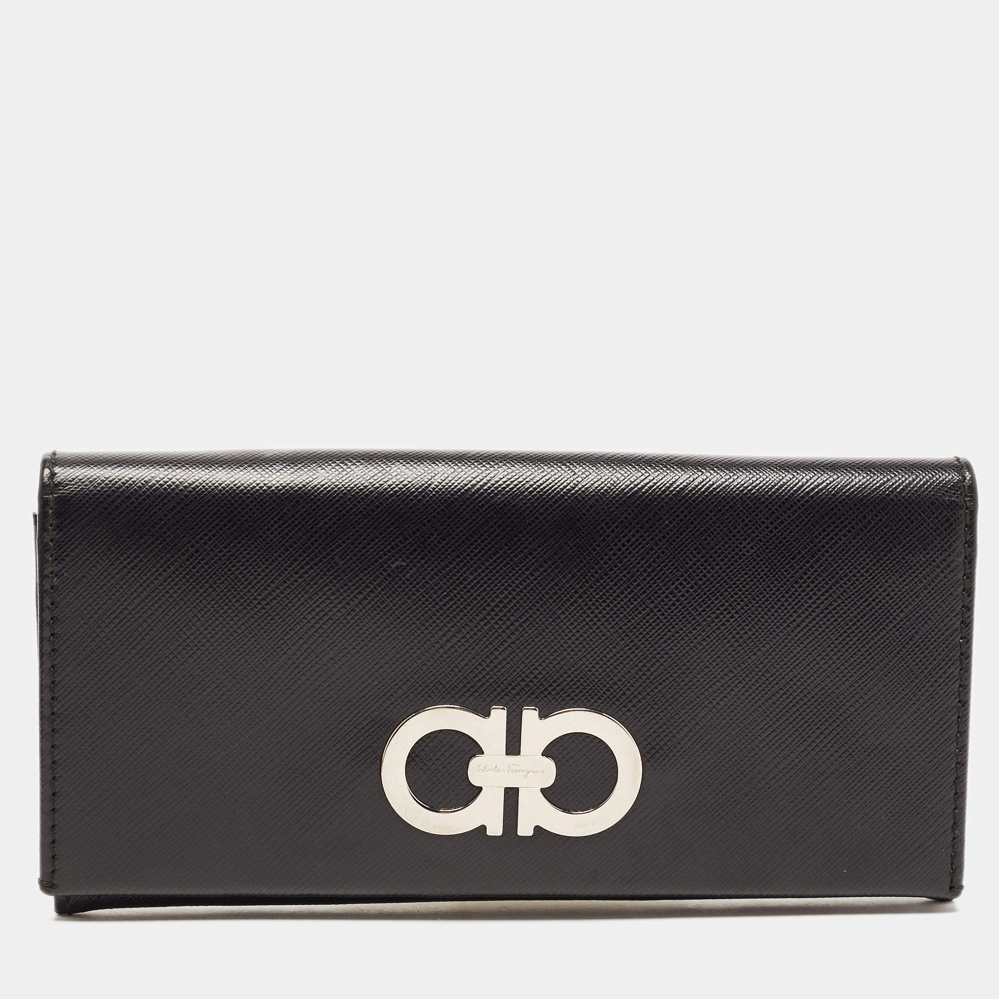 Pre Owned محفظة سالفاتوري فيراغامو كونتيننتال جلد غانسيو مزدوج وردية