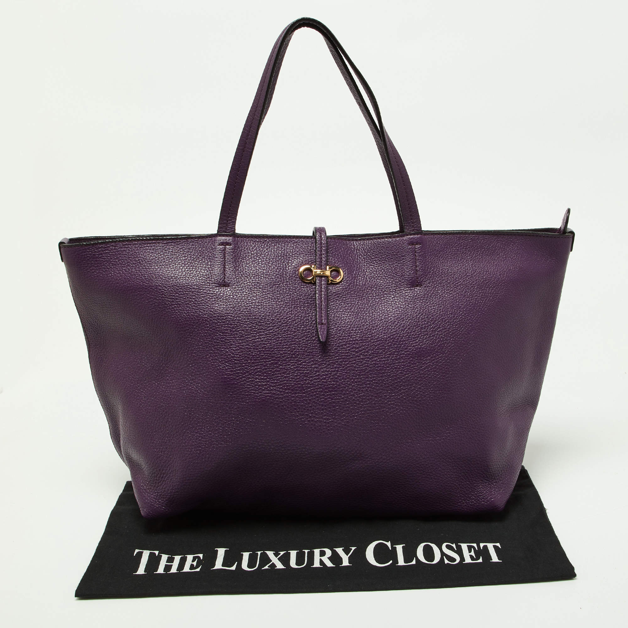 Salvatore Ferragamo Purple Leather Bice Tote Salvatore Ferragamo