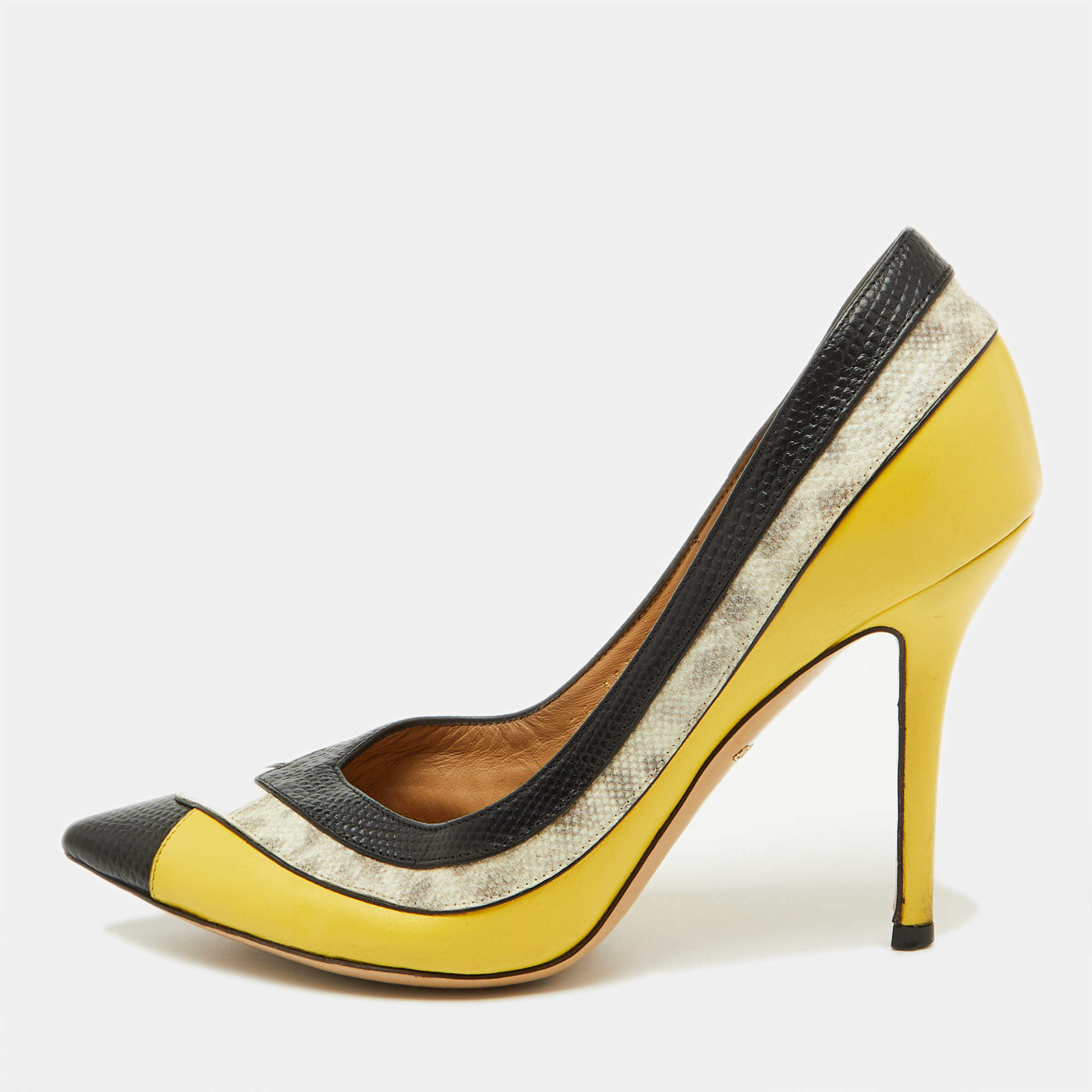Salvatore Ferragamo Multicolor Leather Pointed Toe Pumps Size 36.5